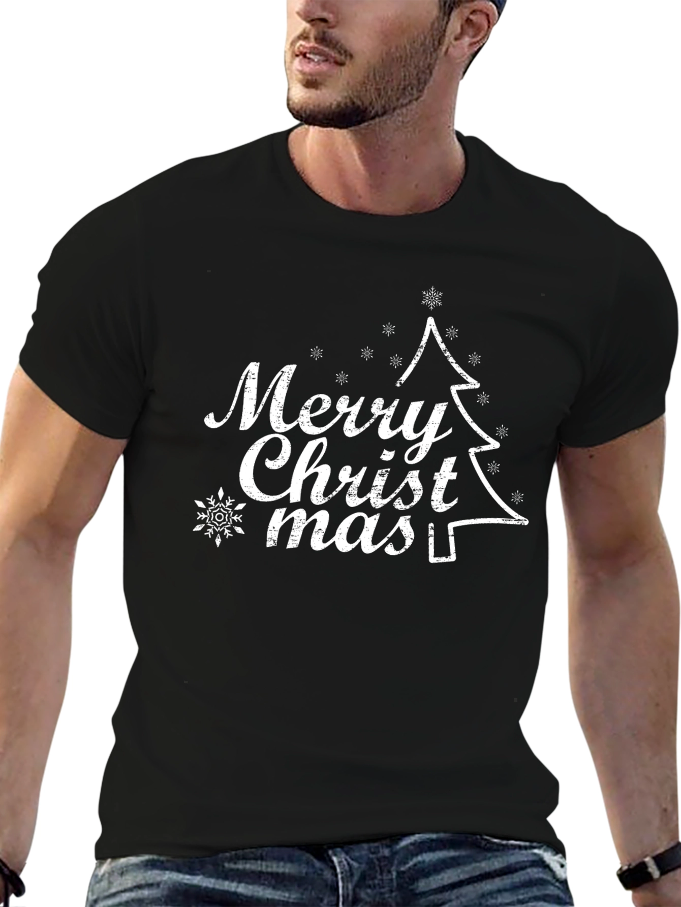 Black Merry Christmas Graphic Tee - Holiday Cheer! view 6