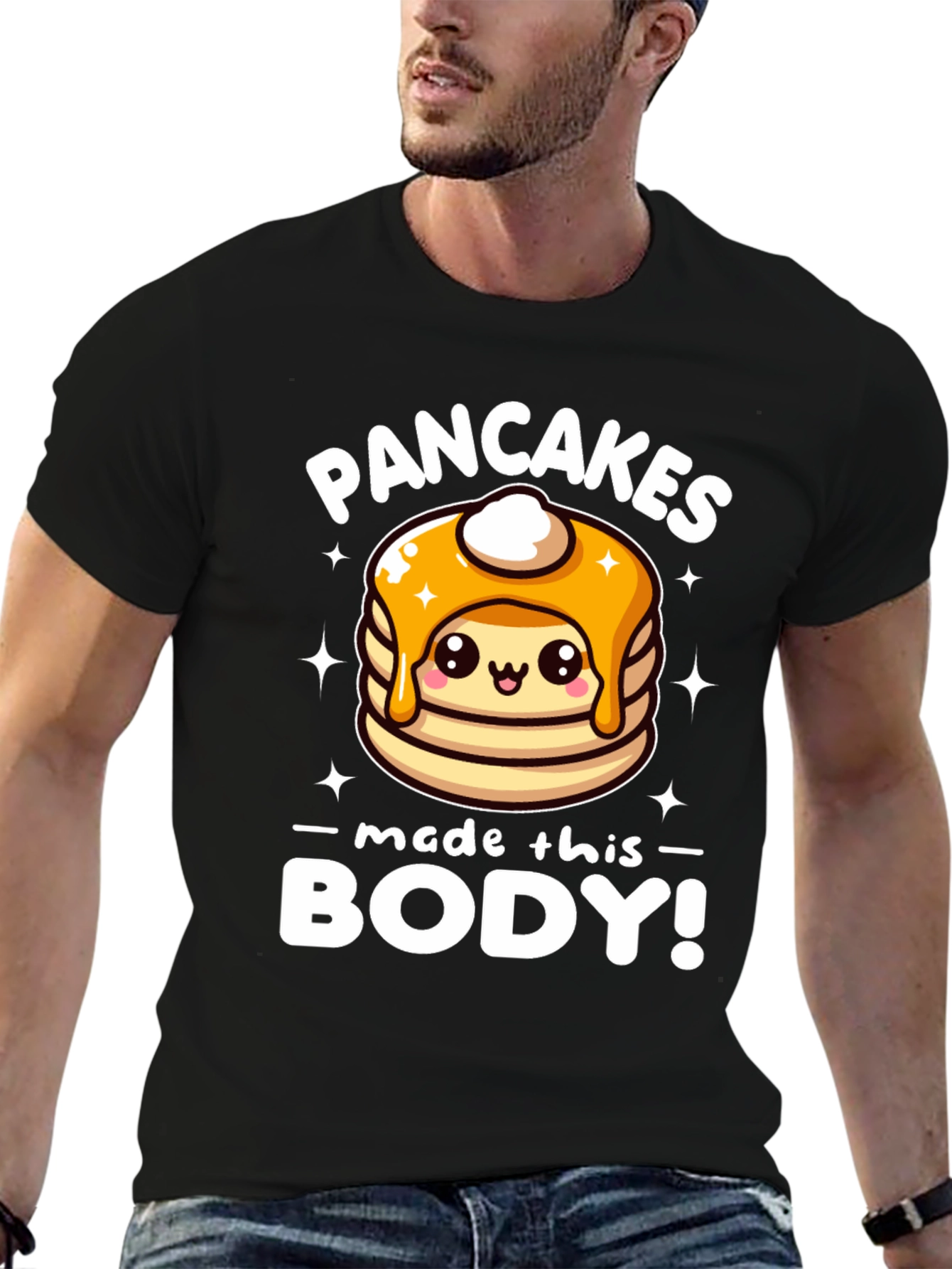 Black Pancakes Made This Body! Funny T-Shirt view 6