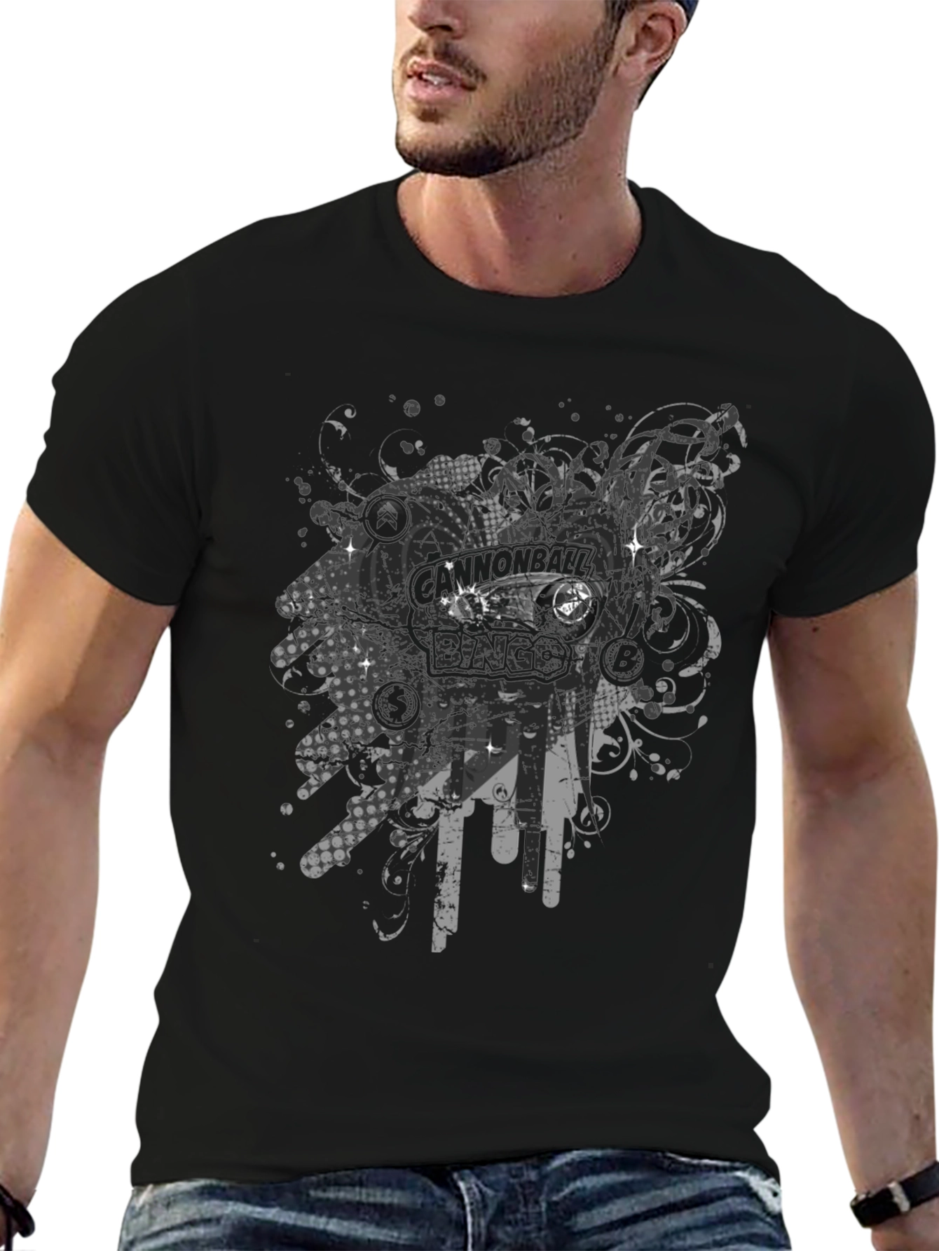 Edgy Bingo Graphic Black Tee - 6