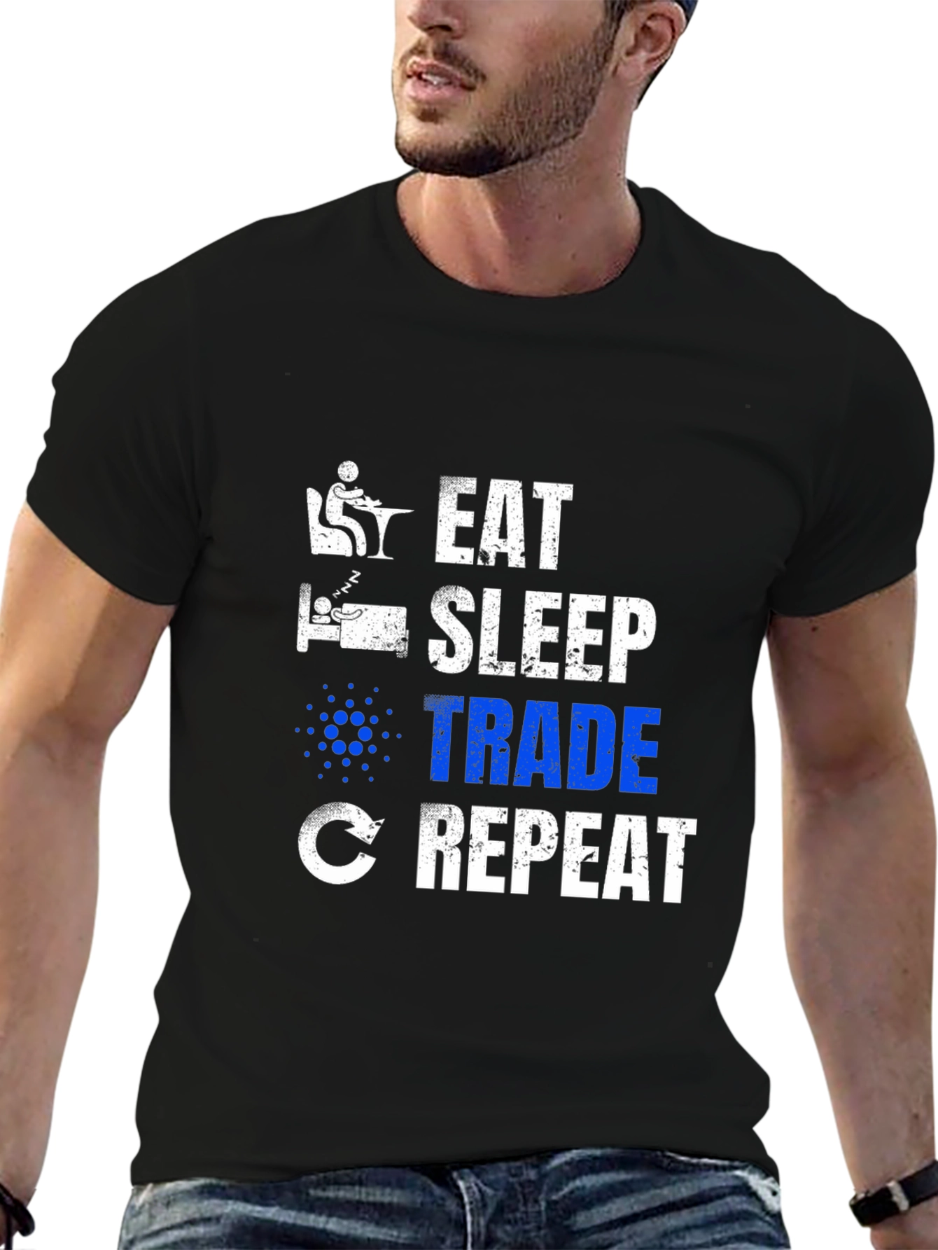 Black Eat Sleep Trade Repeat Crypto T-Shirt view 6