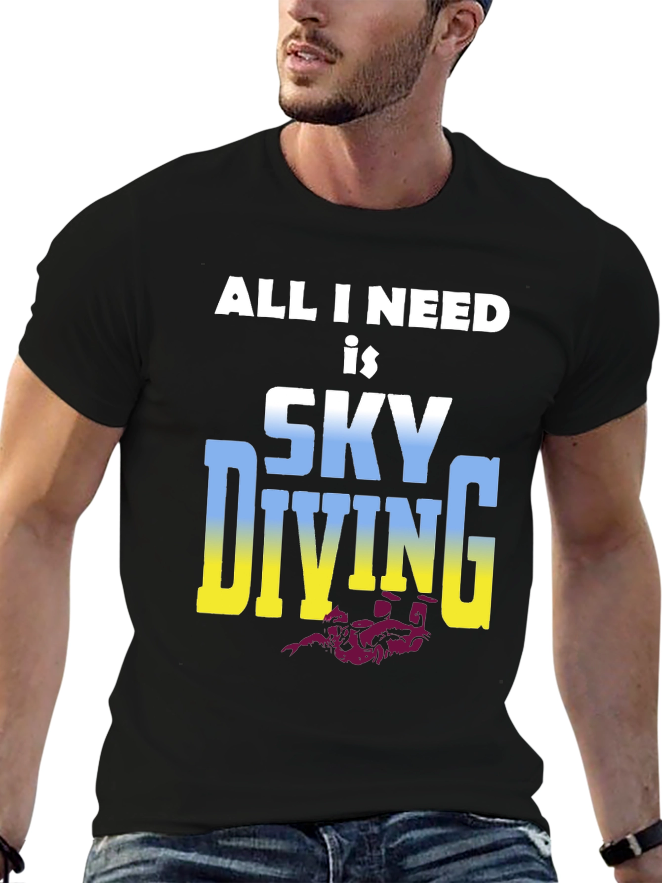 Black Skydiving T-Shirt: All I Need is Skydiving view 6