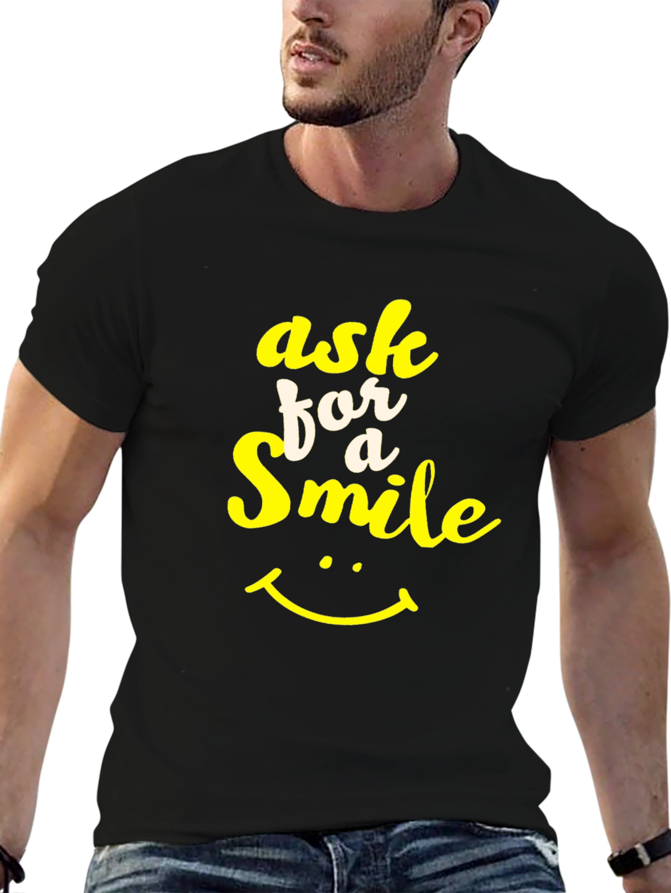 Black Ask for a Smile Graphic Tee - Black view 6