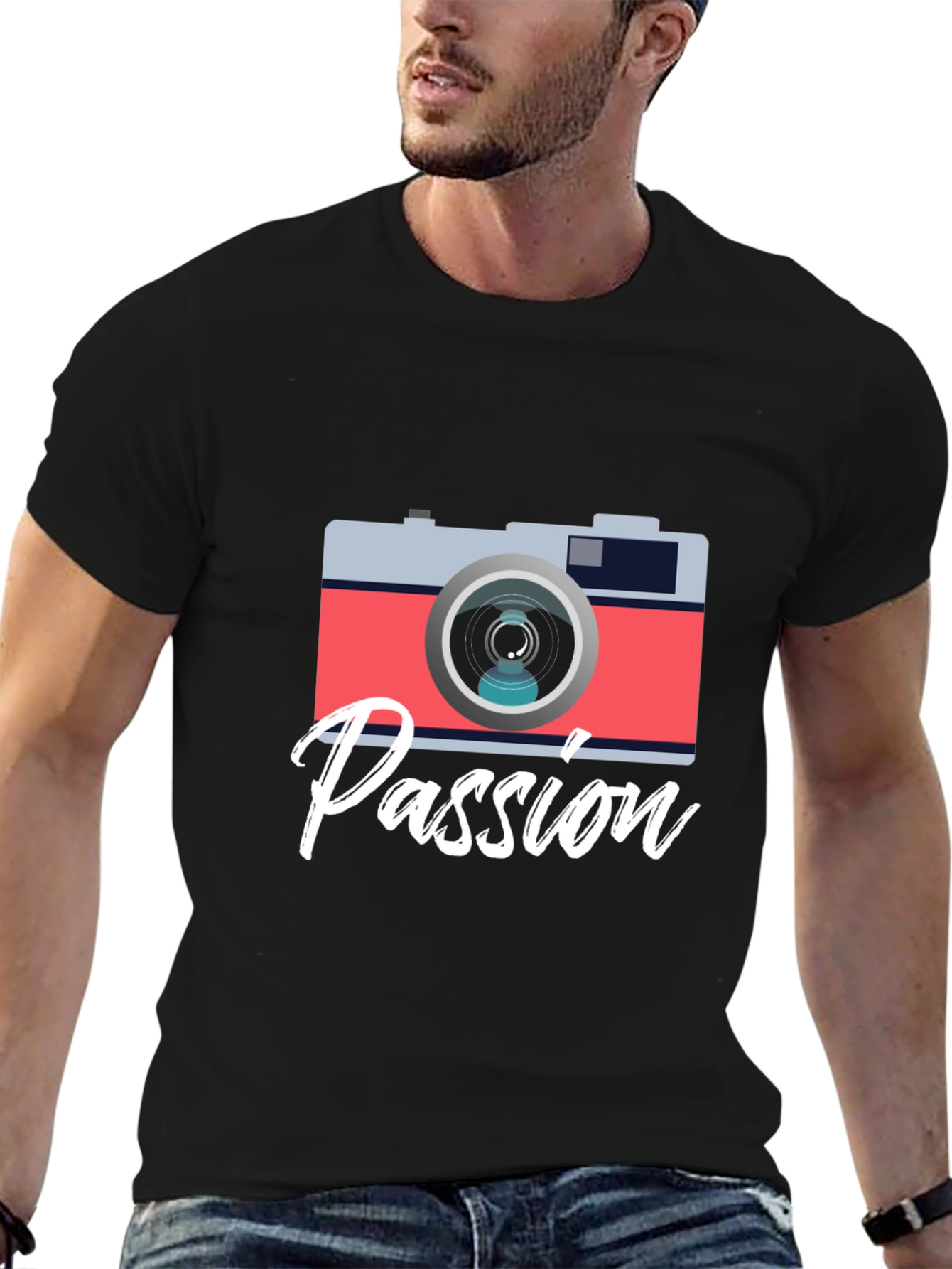 Black Passion Camera Graphic Tee - Photography Lover Shirt view 6