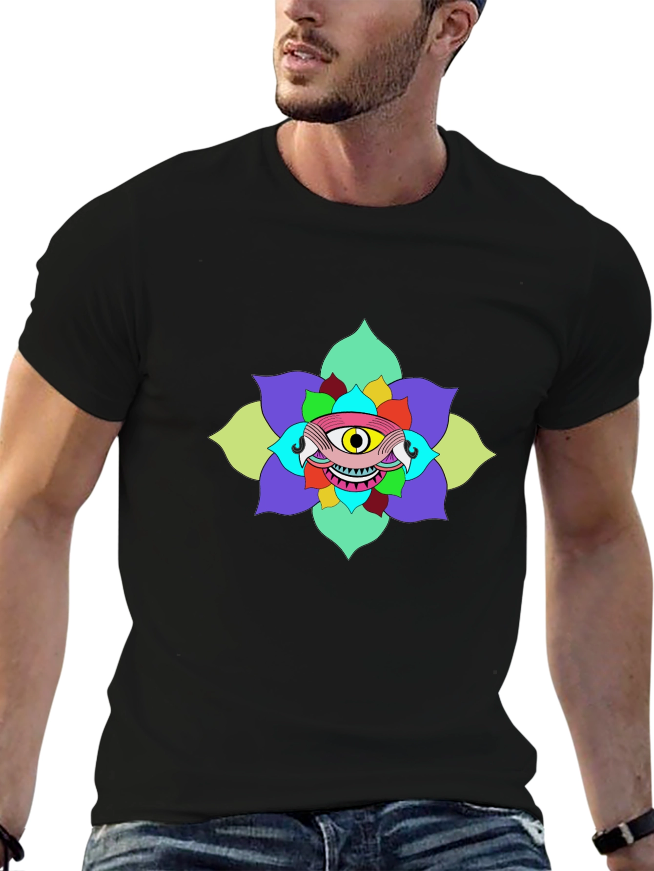 Black Eye Flower Graphic Tee - Unique Design view 6