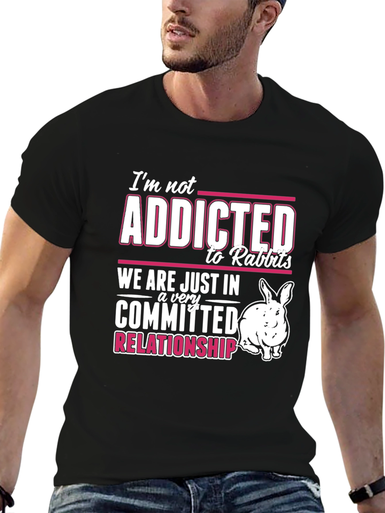 Black Rabbit Lover T-Shirt: I'm Not Addicted! view 6