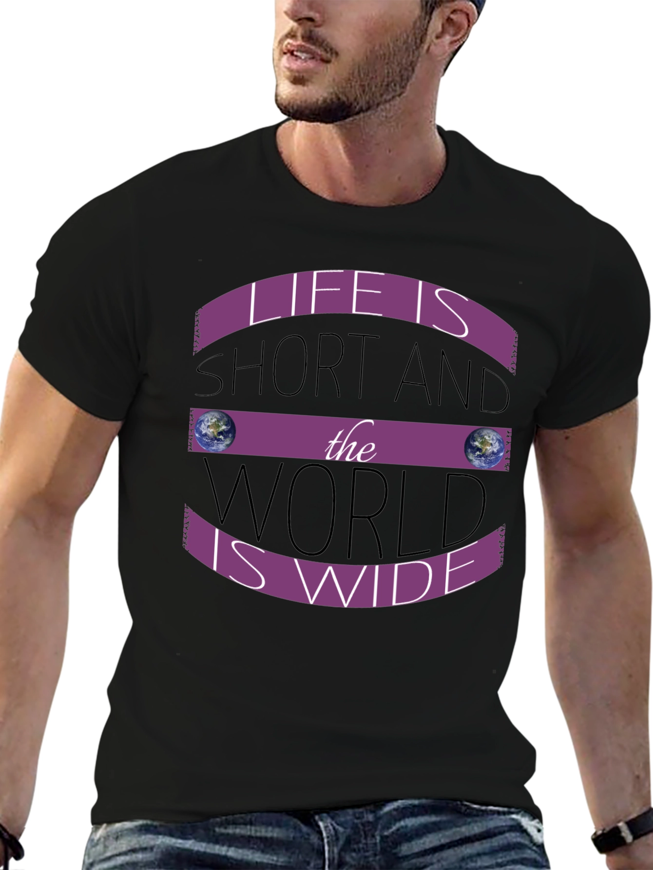 Black Life is Short World is Wide T-Shirt view 6