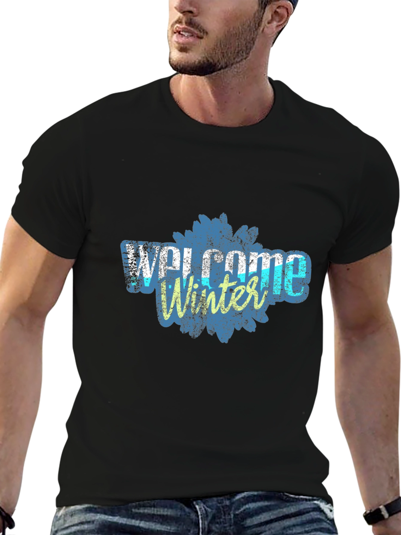 Black Welcome Winter Graphic Tee - Stylish Comfort view 6