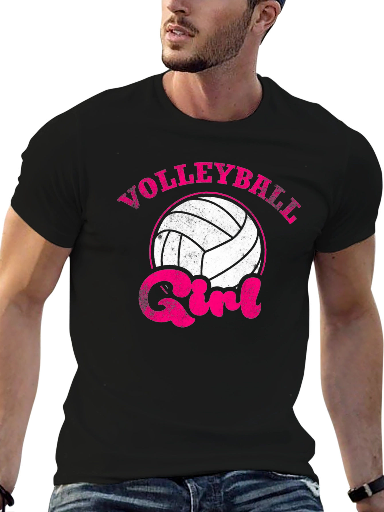 Black Volleyball Girl Graphic T-Shirt view 6