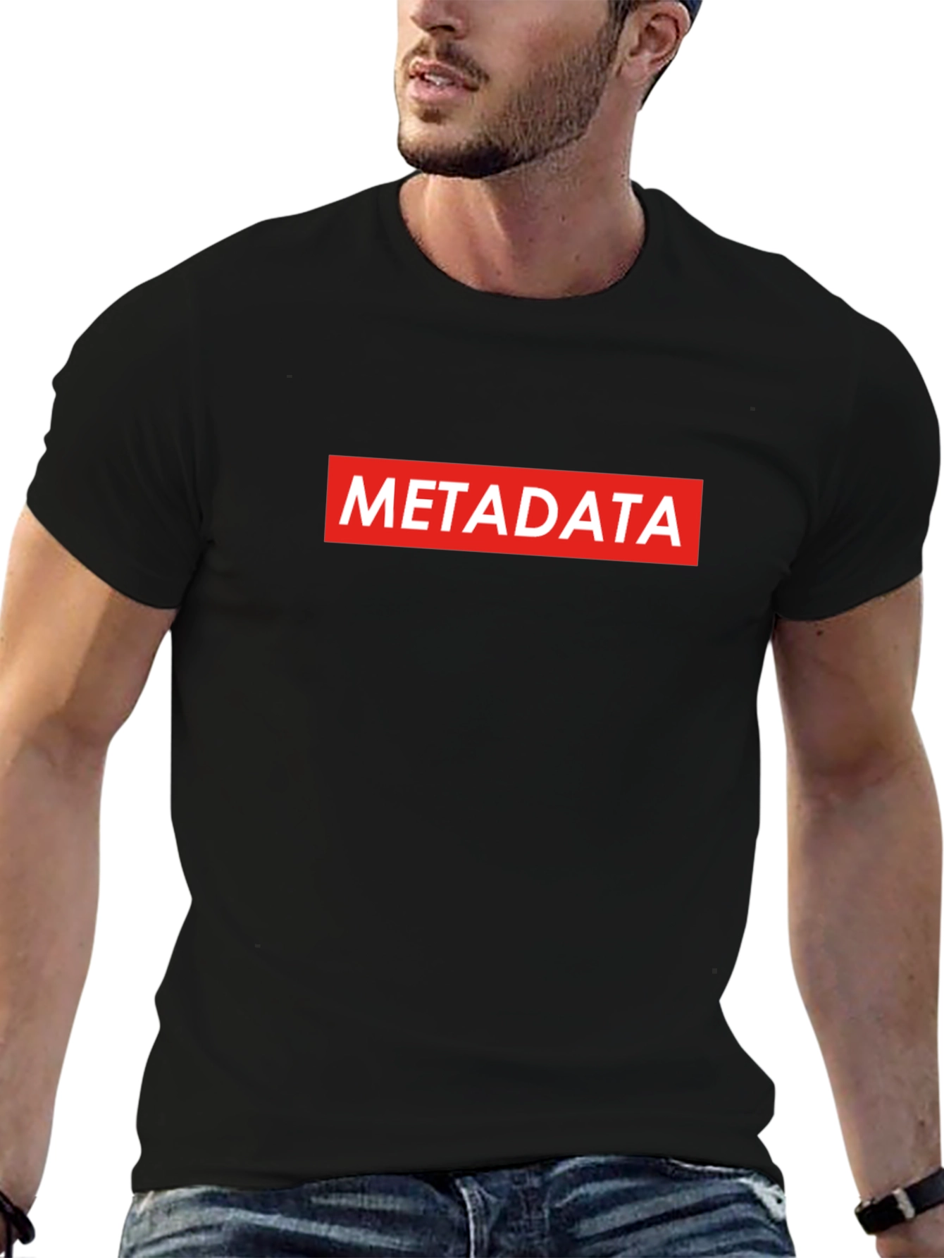 Black Metadata T-Shirt - Stylish Casual Wear view 6