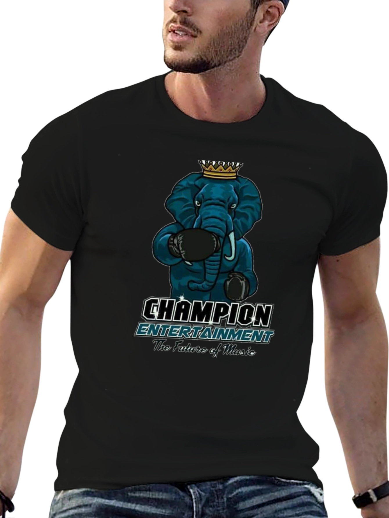Black Champion Entertainment Elephant Boxing T-Shirt view 6