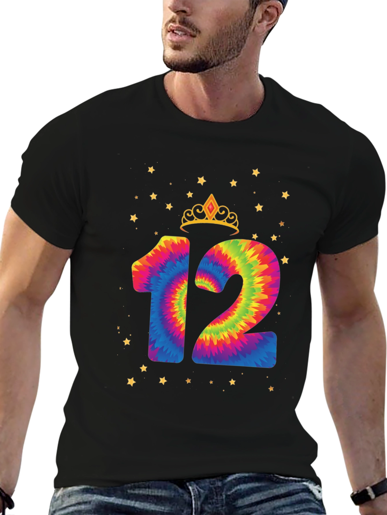 Black Tie Dye 12th Birthday Tee view 6
