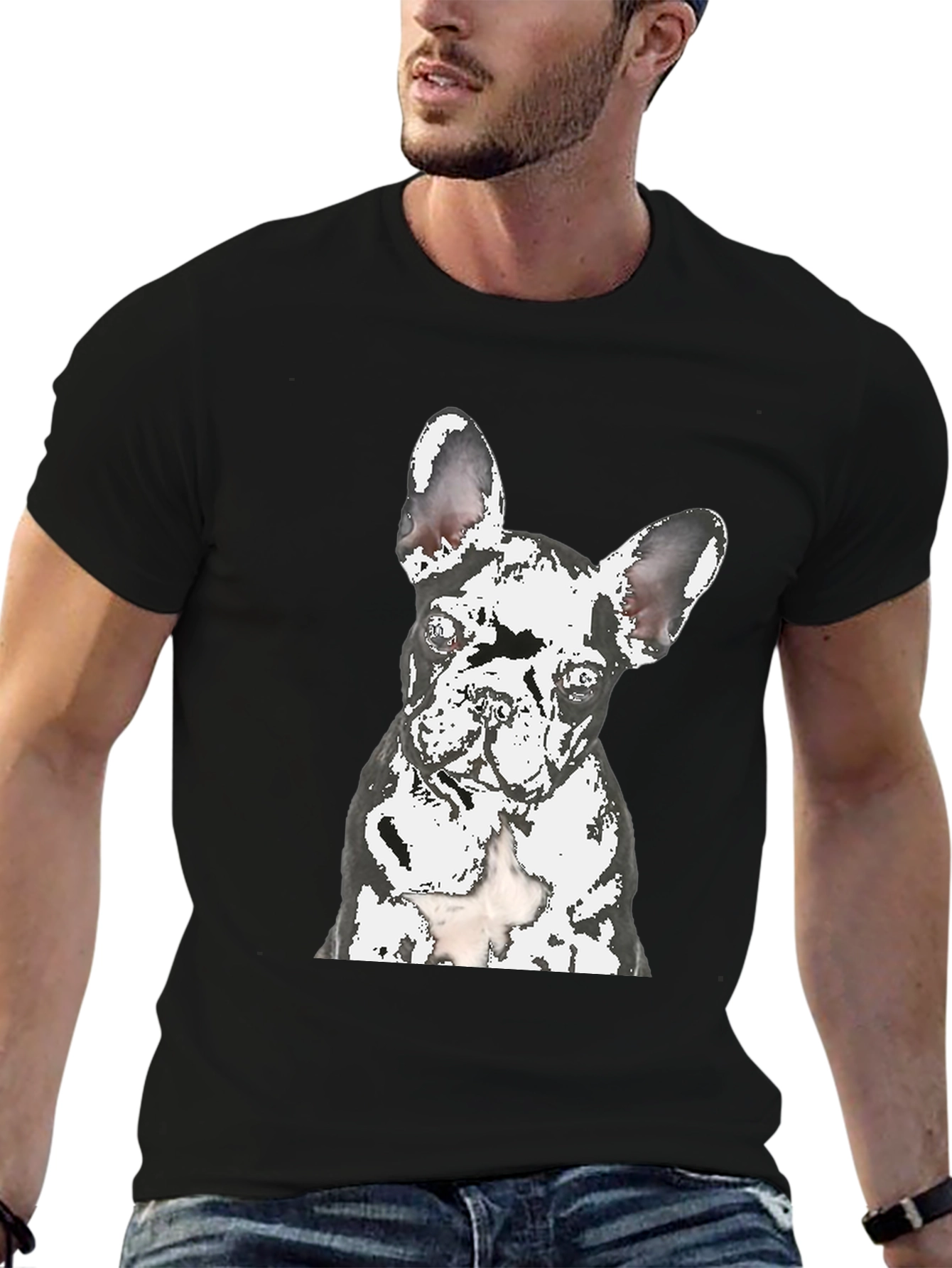 Black Dog Graphic T-Shirt - Modern Crew Neck Tee view 6