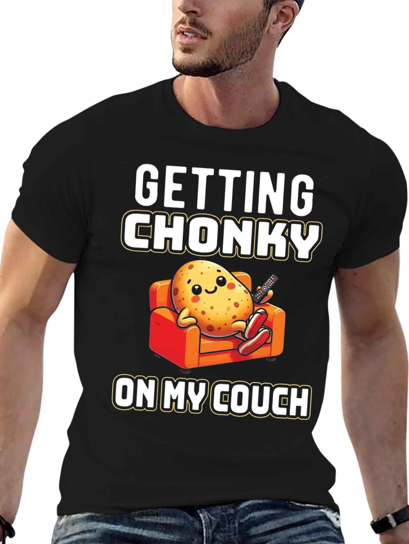 Black Getting Chonky Potato Couch T-Shirt view 6