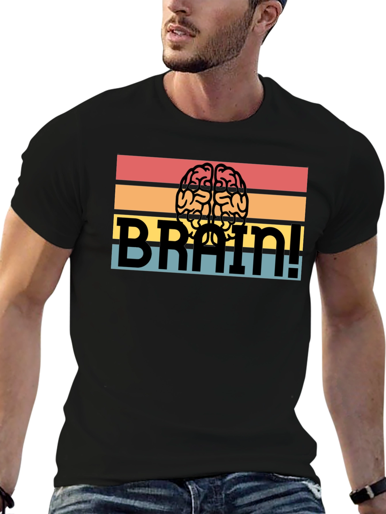 Black Brain! Graphic T-Shirt - Retro Design view 6
