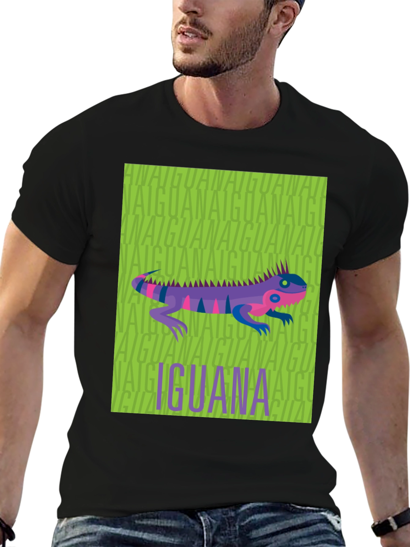 Black Iguana Graphic Print Black T-Shirt view 6