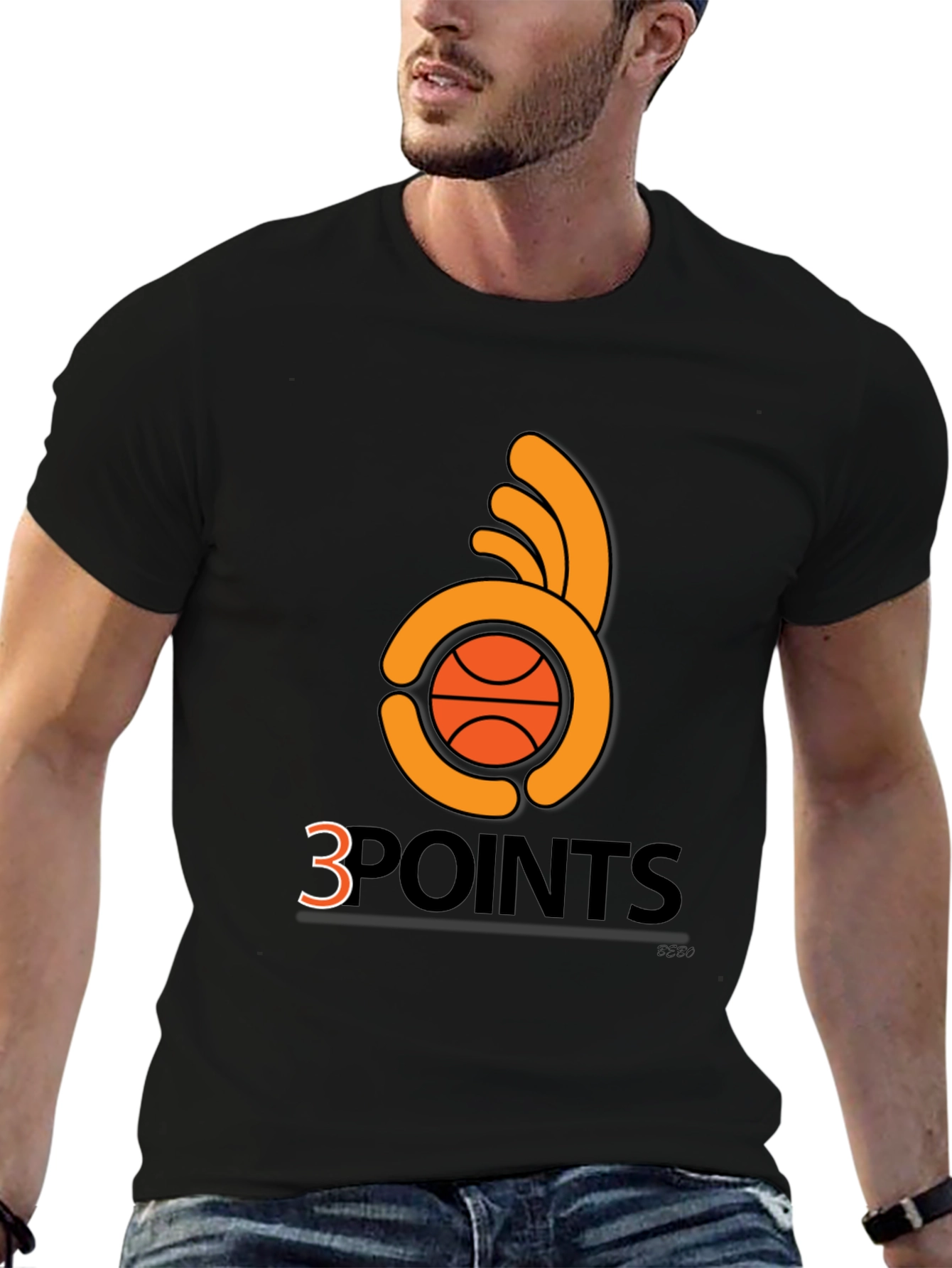 Black 3 Points Basketball T-Shirt - Graphic Tee view 6