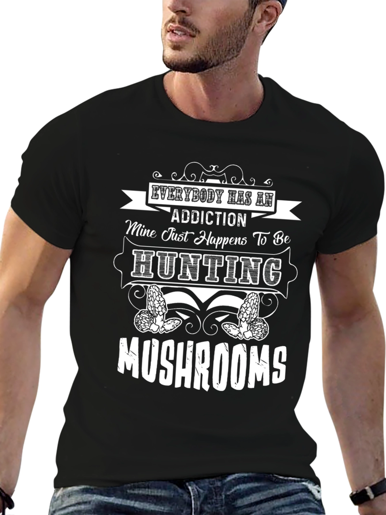 Black Hunting Mushrooms T-Shirt view 6