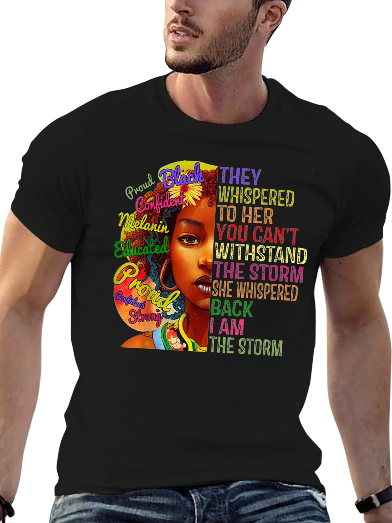 Black Black Woman Empowerment T-Shirt - I am the Storm view 6