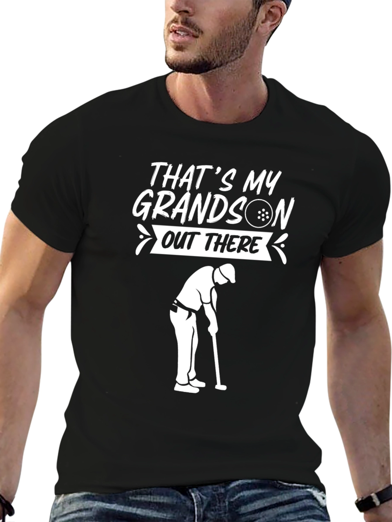 Black That's My Grandson Golf T-Shirt view 6