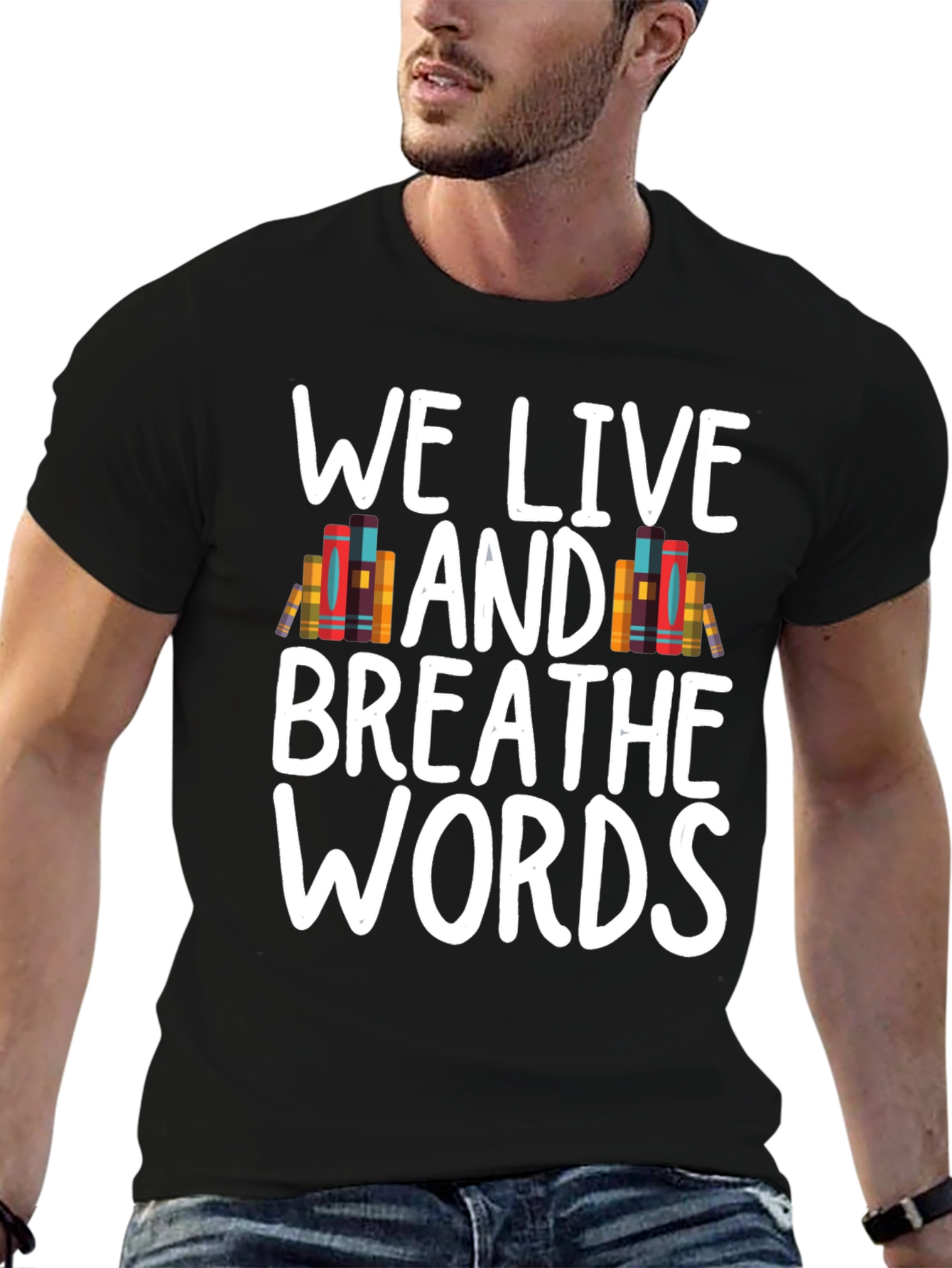 Black Book Lover T-Shirt - We Live and Breathe Words view 6