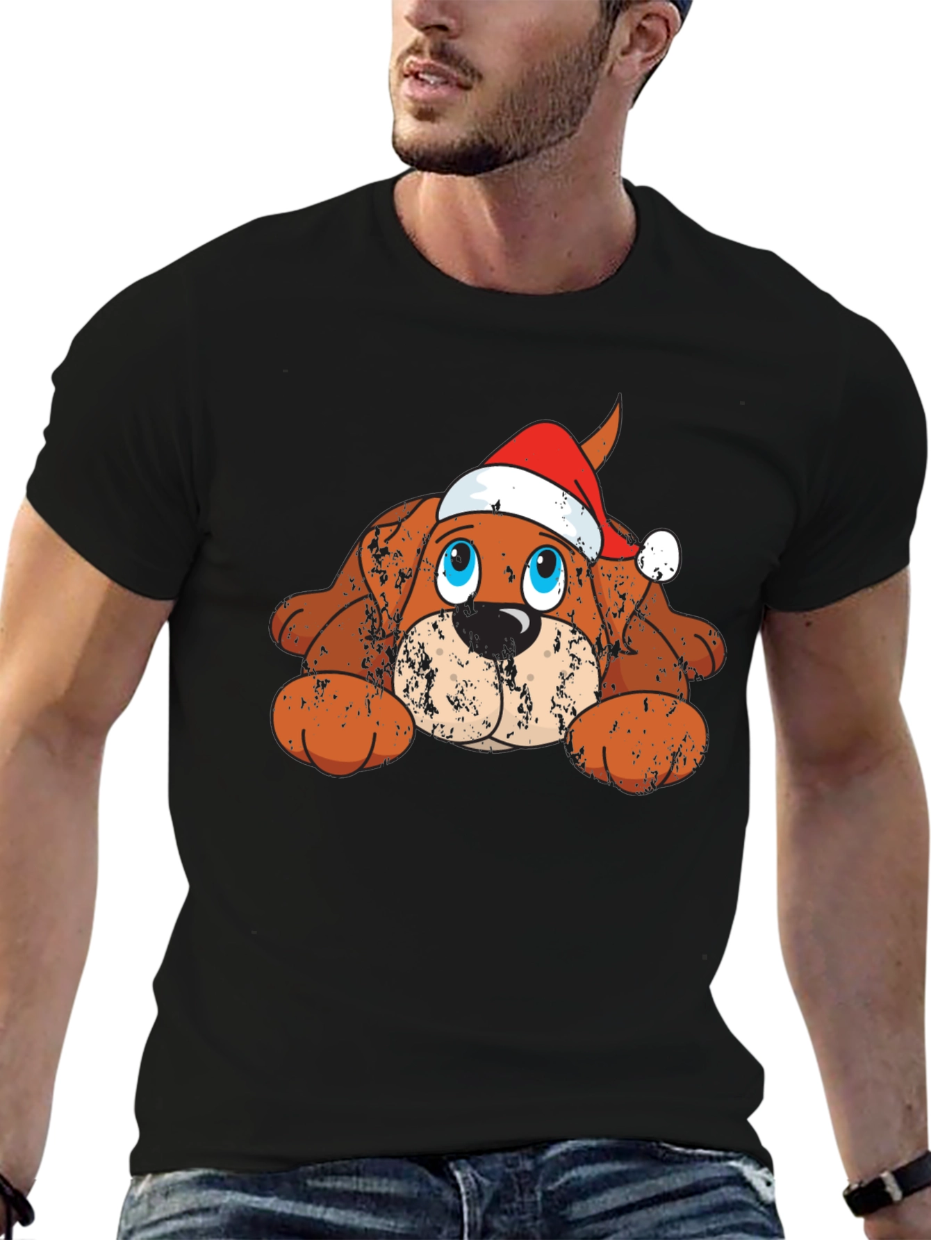 Black Festive Dog Graphic Tee view 6