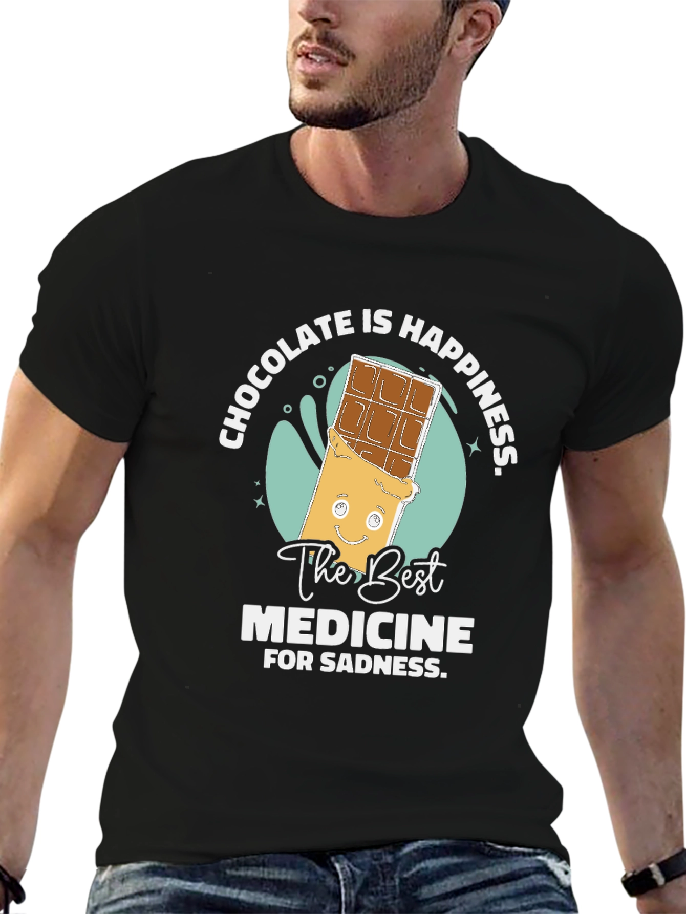 Black Chocolate is Happiness Graphic T-Shirt view 6