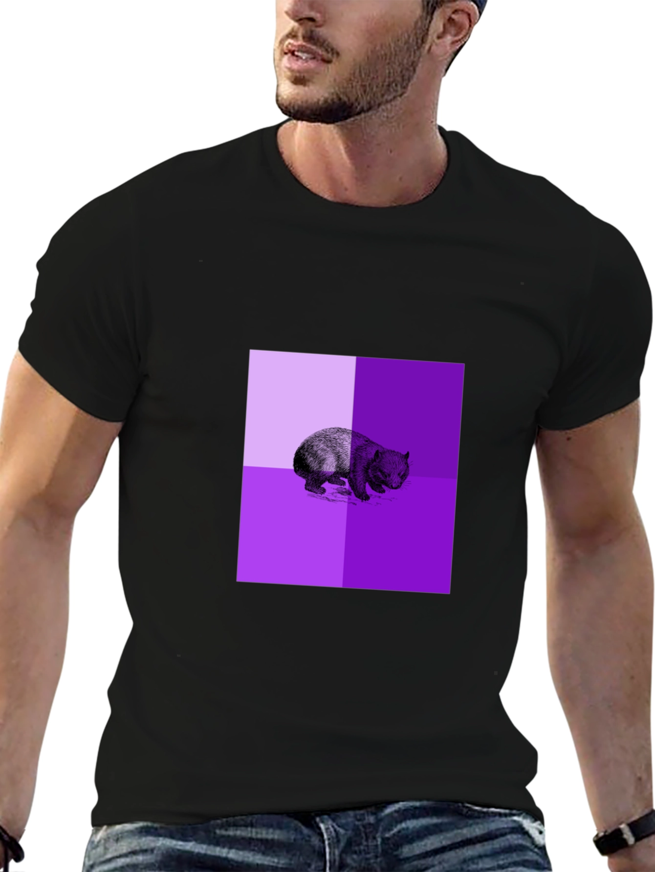 Black Abstract Bear Graphic Black T-Shirt view 6