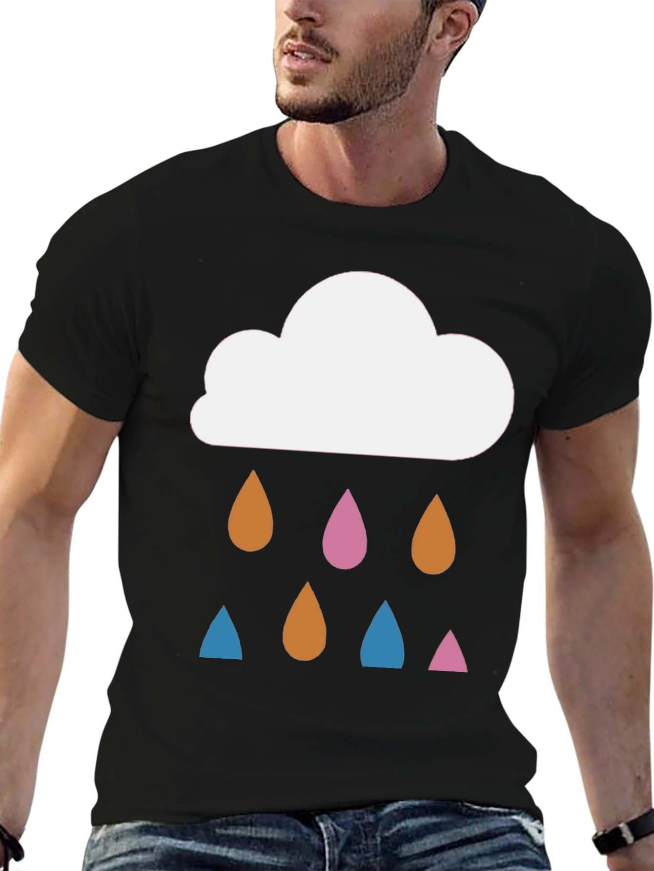Black Cloud Raindrop T-Shirt: Stylish Graphic Tee view 6