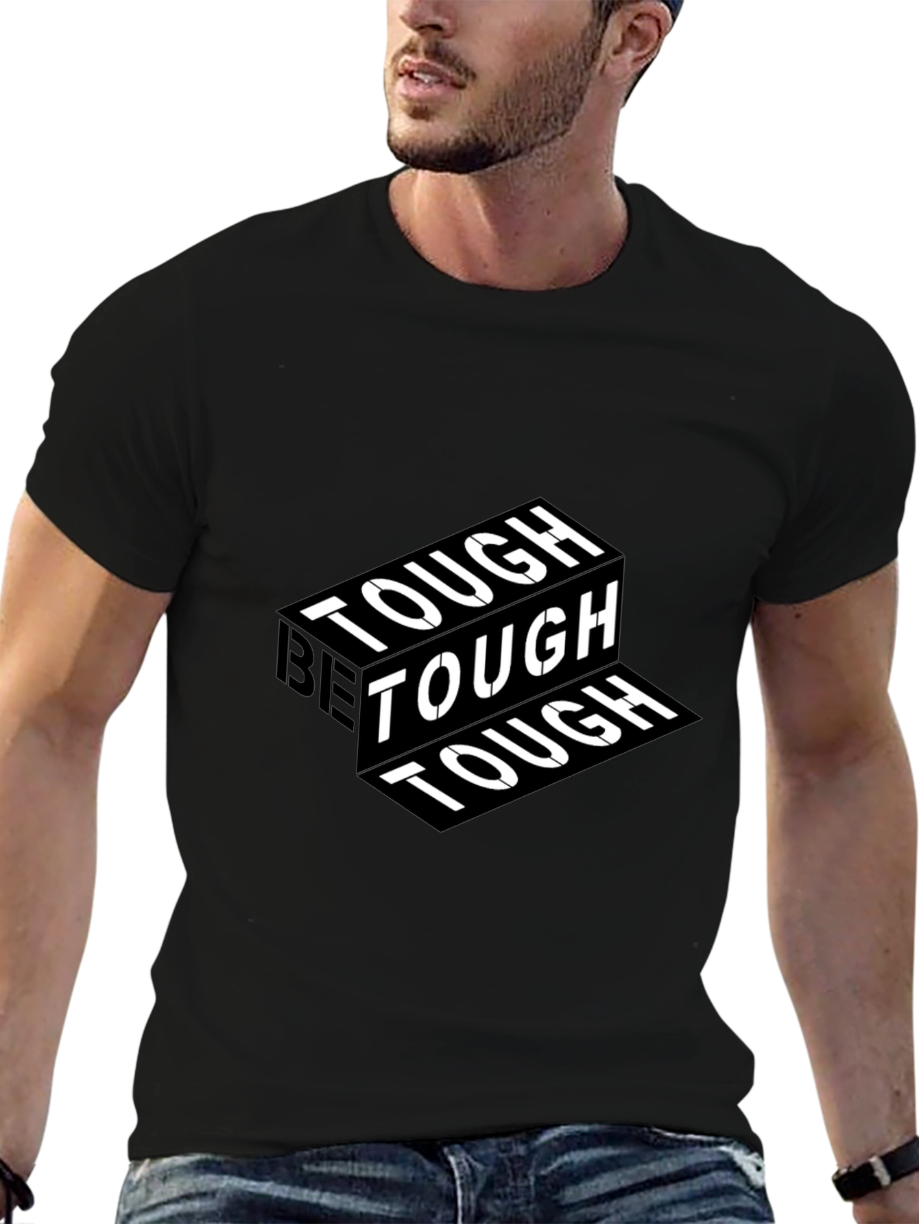 Black Be Tough Graphic Print Black T-Shirt view 6