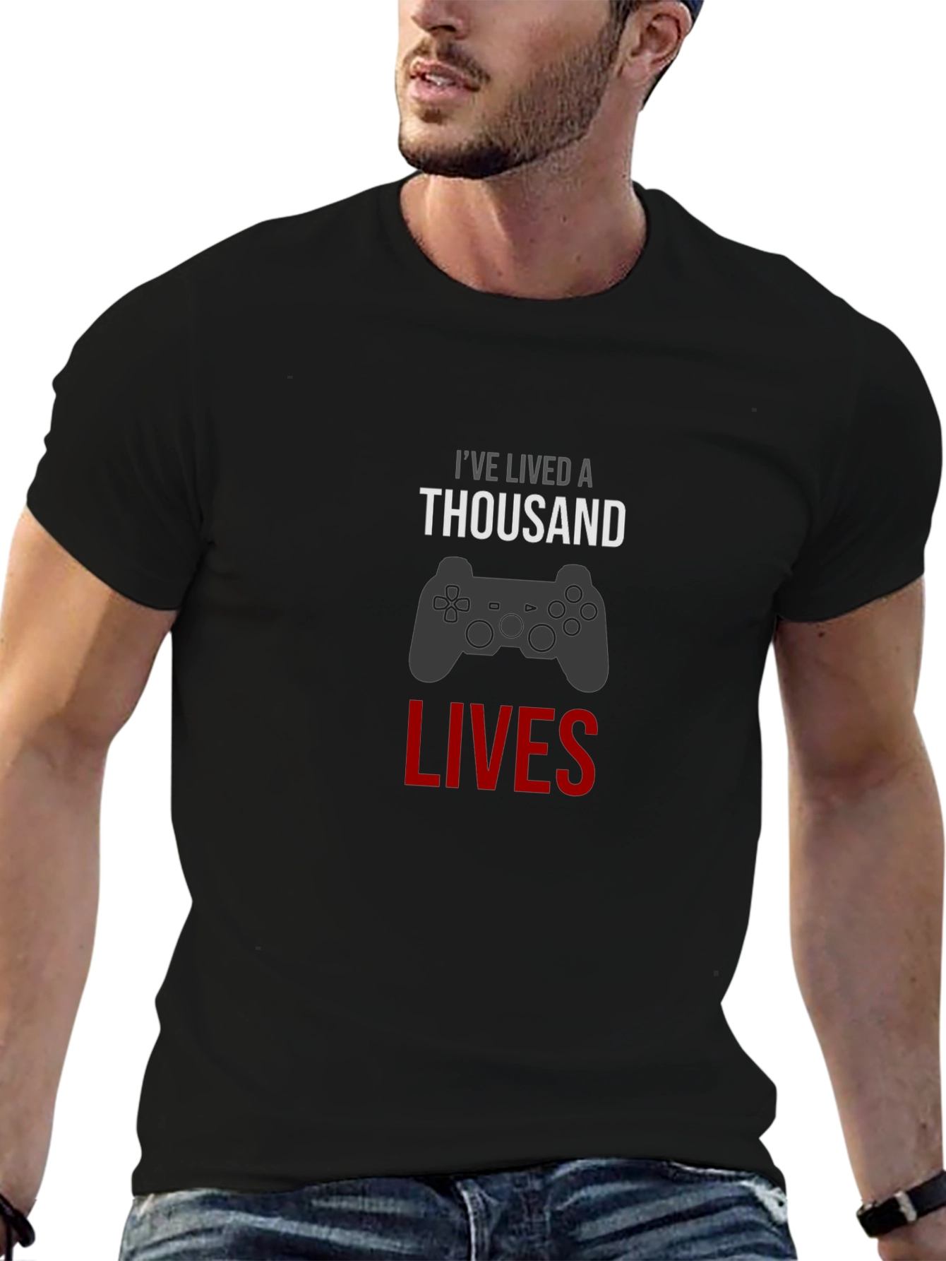 Black Gamer T-Shirt - I've Lived A Thousand Lives view 6