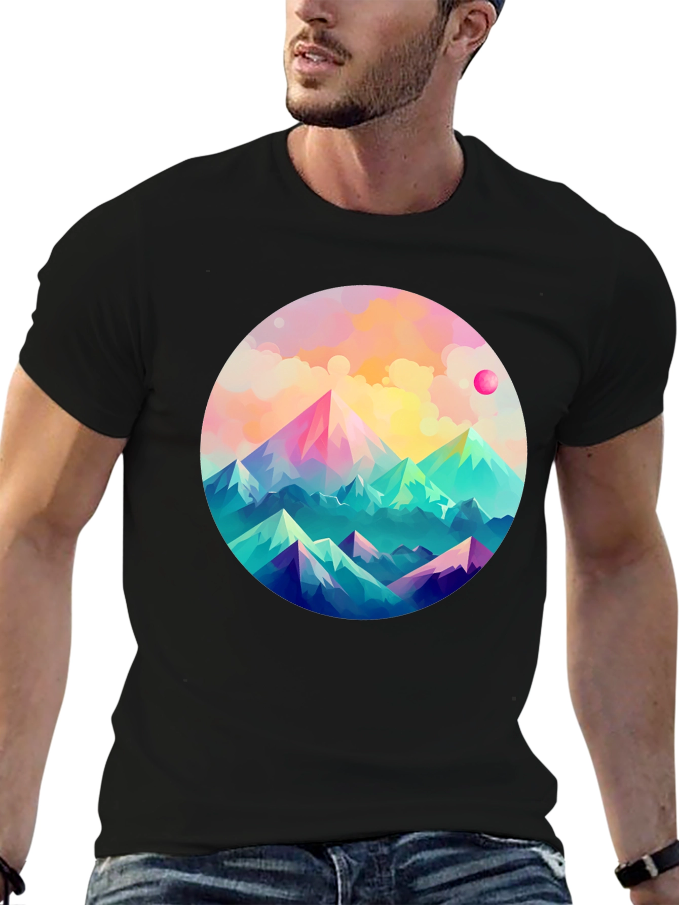 Black Mountainscape Graphic Tee - Artistic Comfort view 6