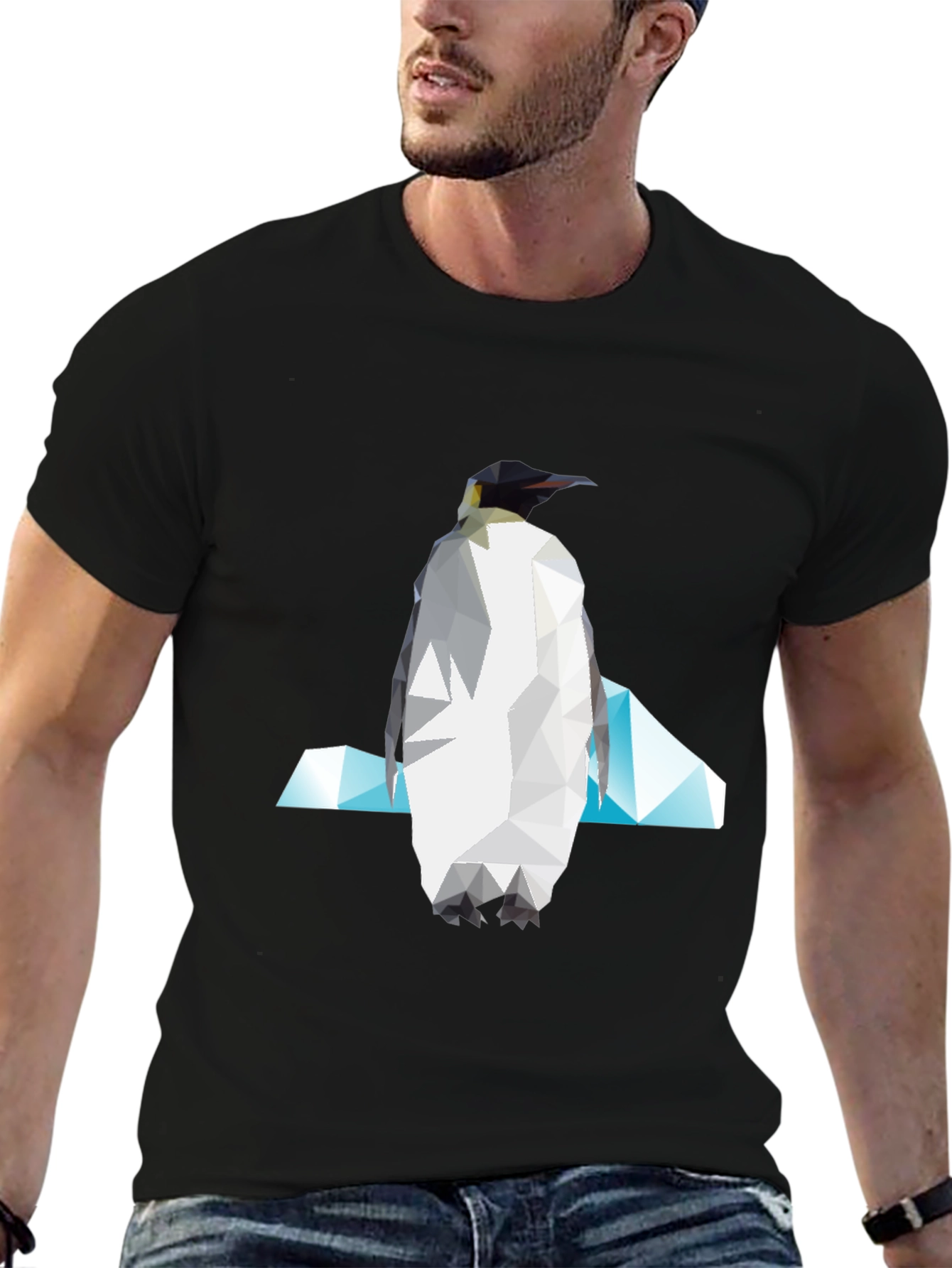 Black Geometric Penguin Graphic Tee view 6