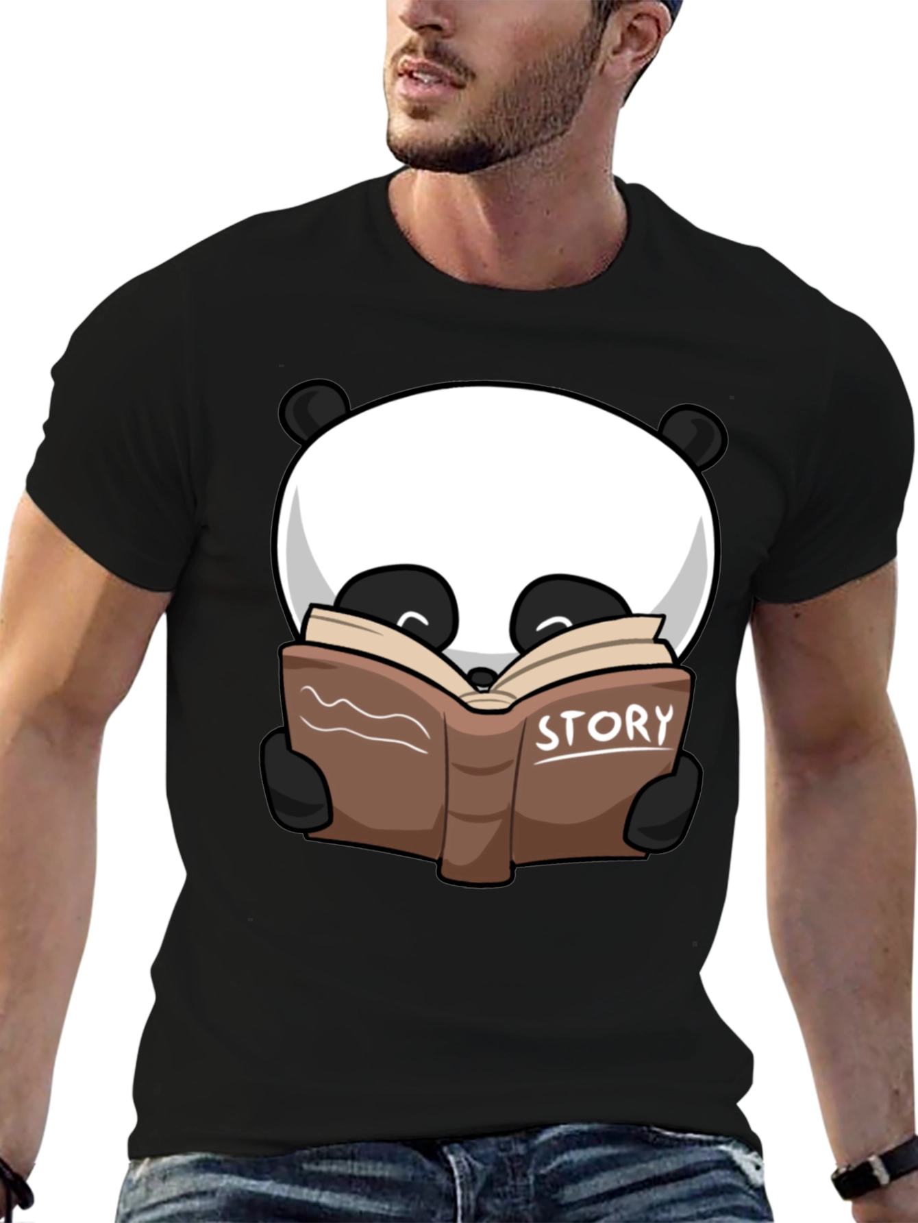 Black Panda Story Book T-Shirt view 6