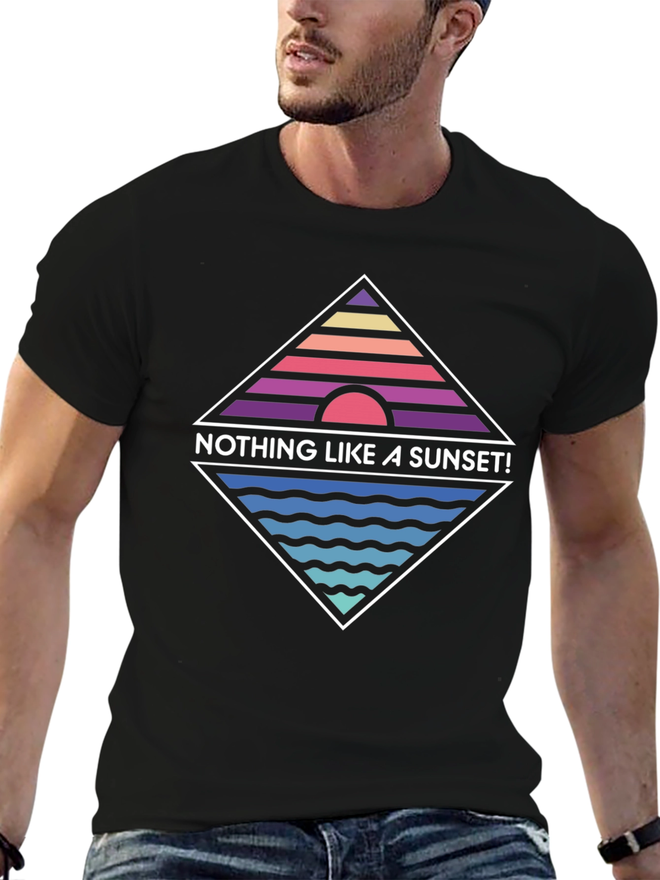Black Retro Sunset Graphic T-Shirt - "Nothing Like A Sunset!" view 6