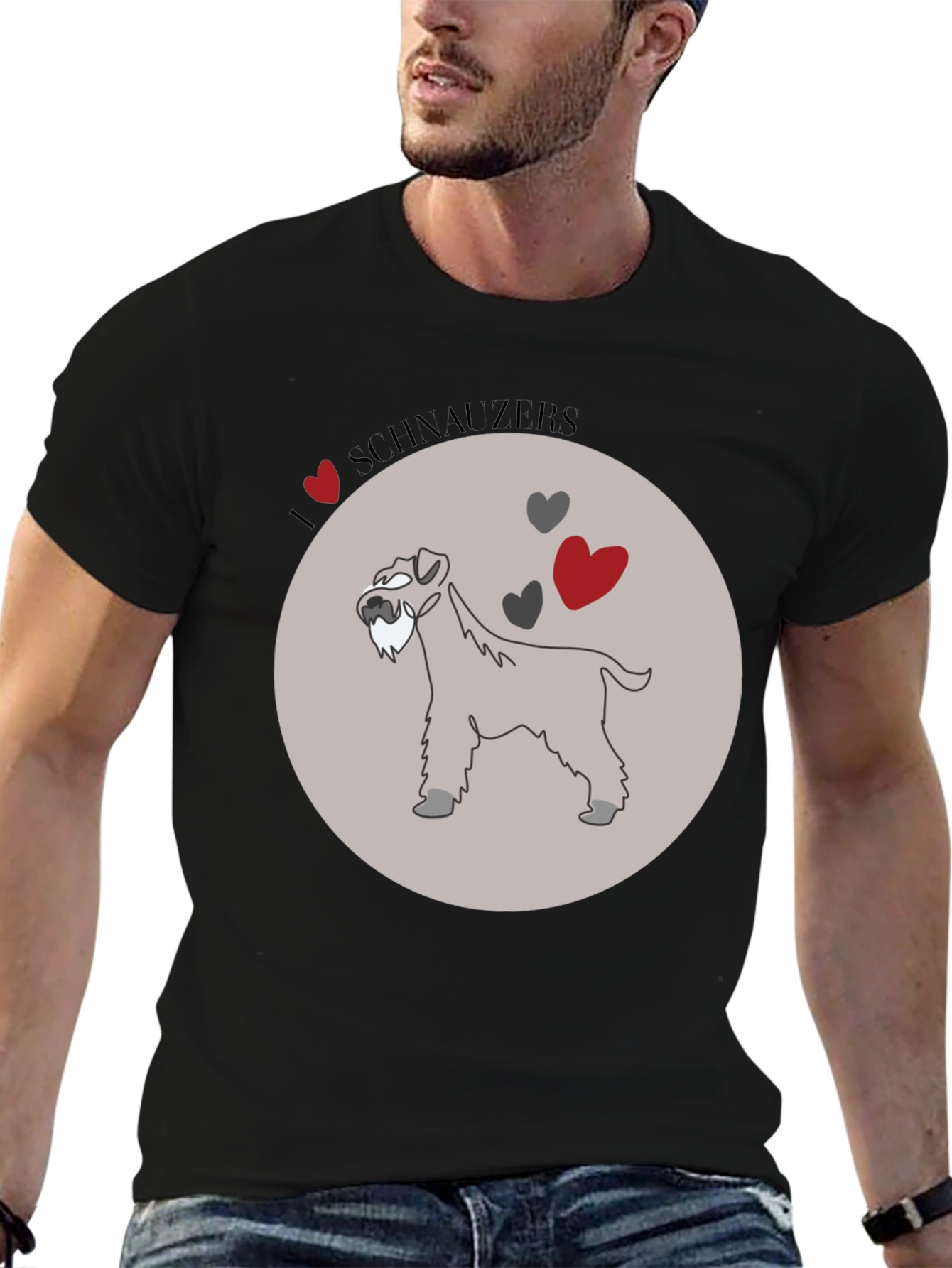 Black I Love Schnauzers Graphic Tee - Black Cotton Blend view 6