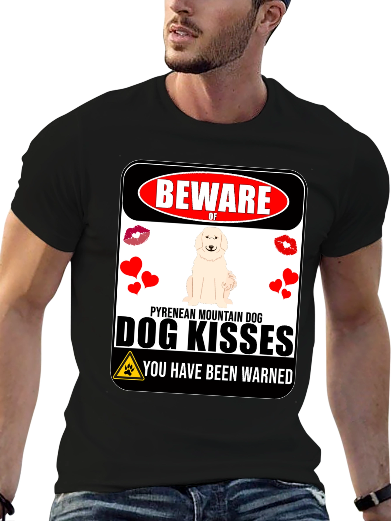 Black Beware of Dog Kisses T-Shirt view 6