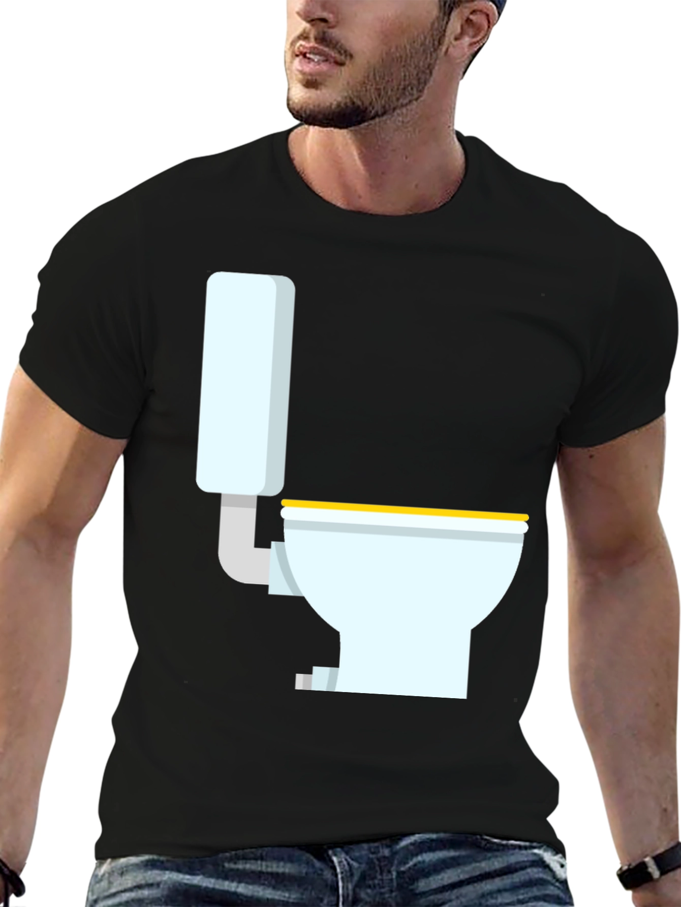 Black Novelty Toilet Graphic T-Shirt - Black view 6