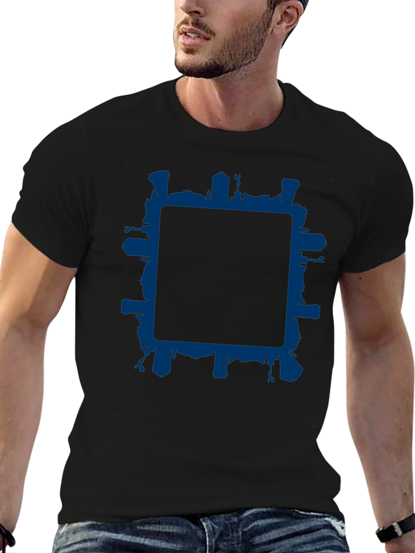 Black Modern Cityscape Graphic Tee view 6
