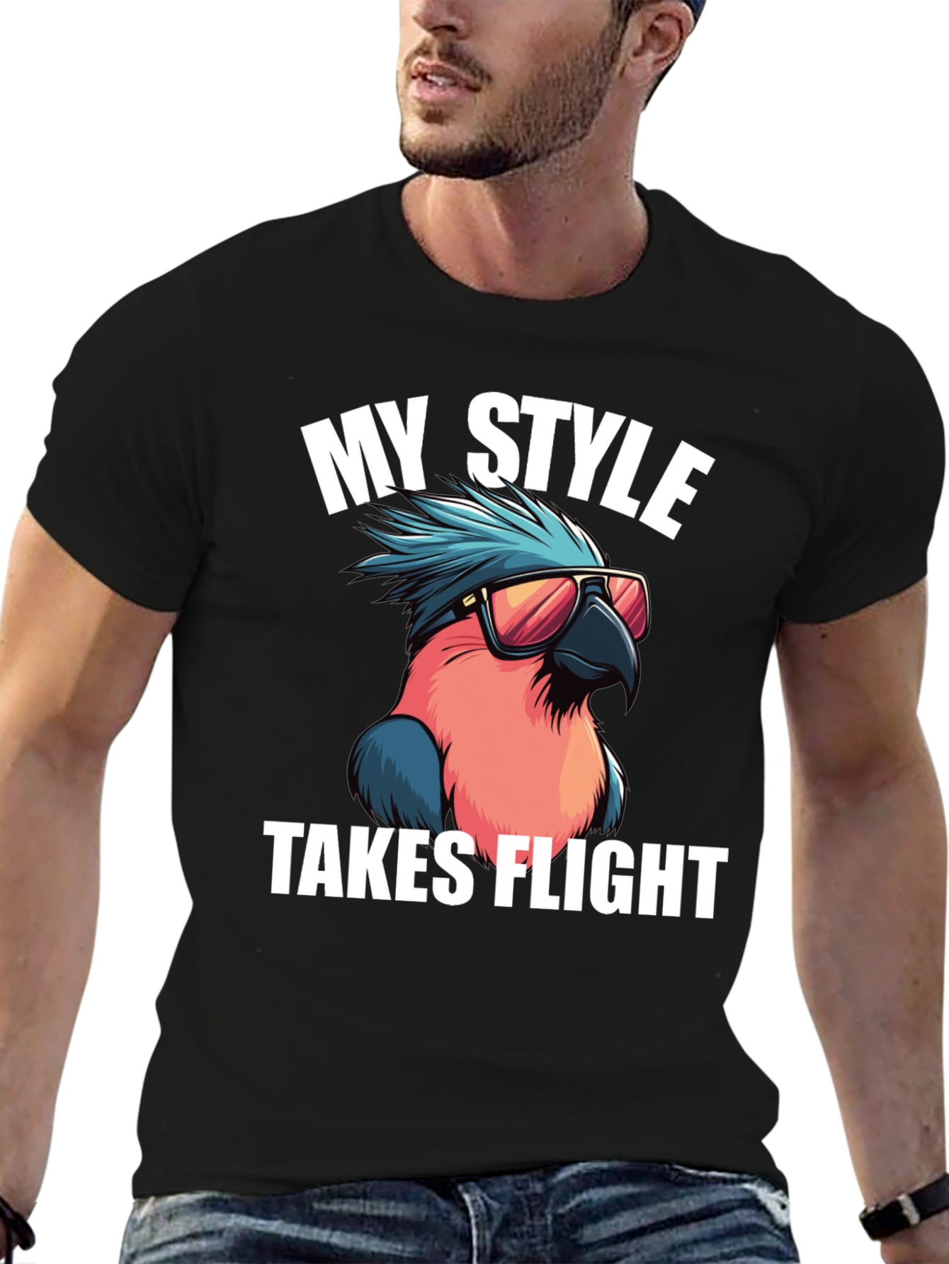 Black Cool Parrot T-Shirt: My Style Takes Flight view 6