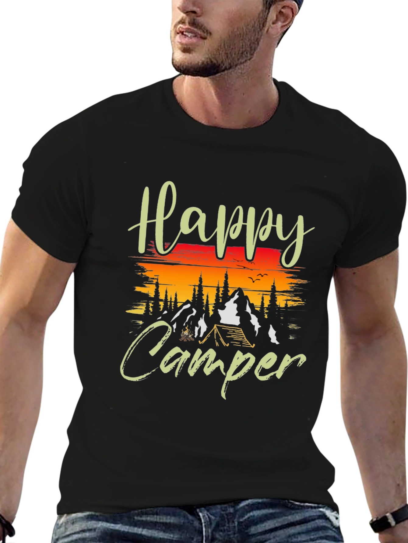 Black Happy Camper Graphic T-Shirt view 6