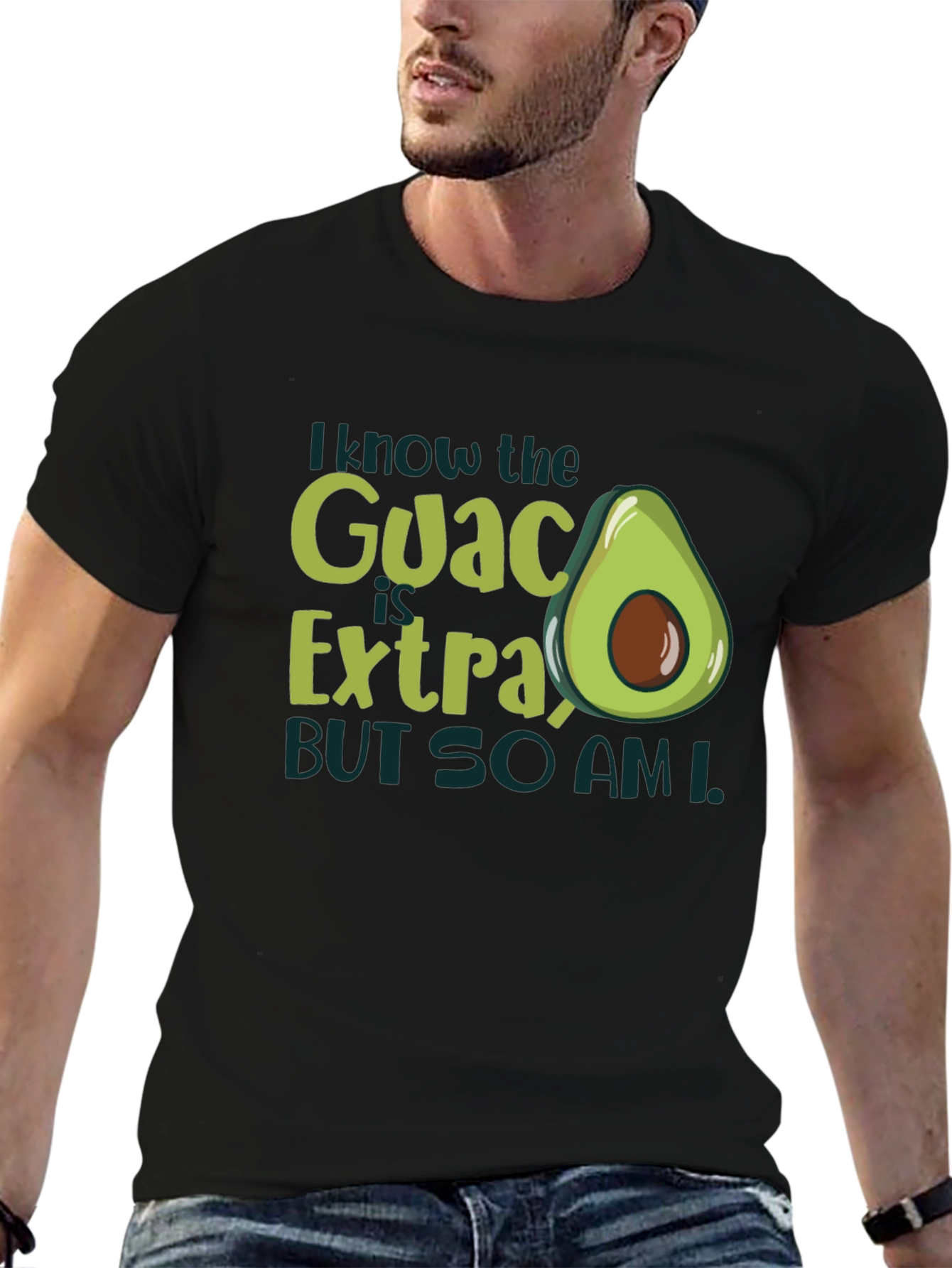 Black I Know The Guac Is Extra Avocado T-Shirt view 6