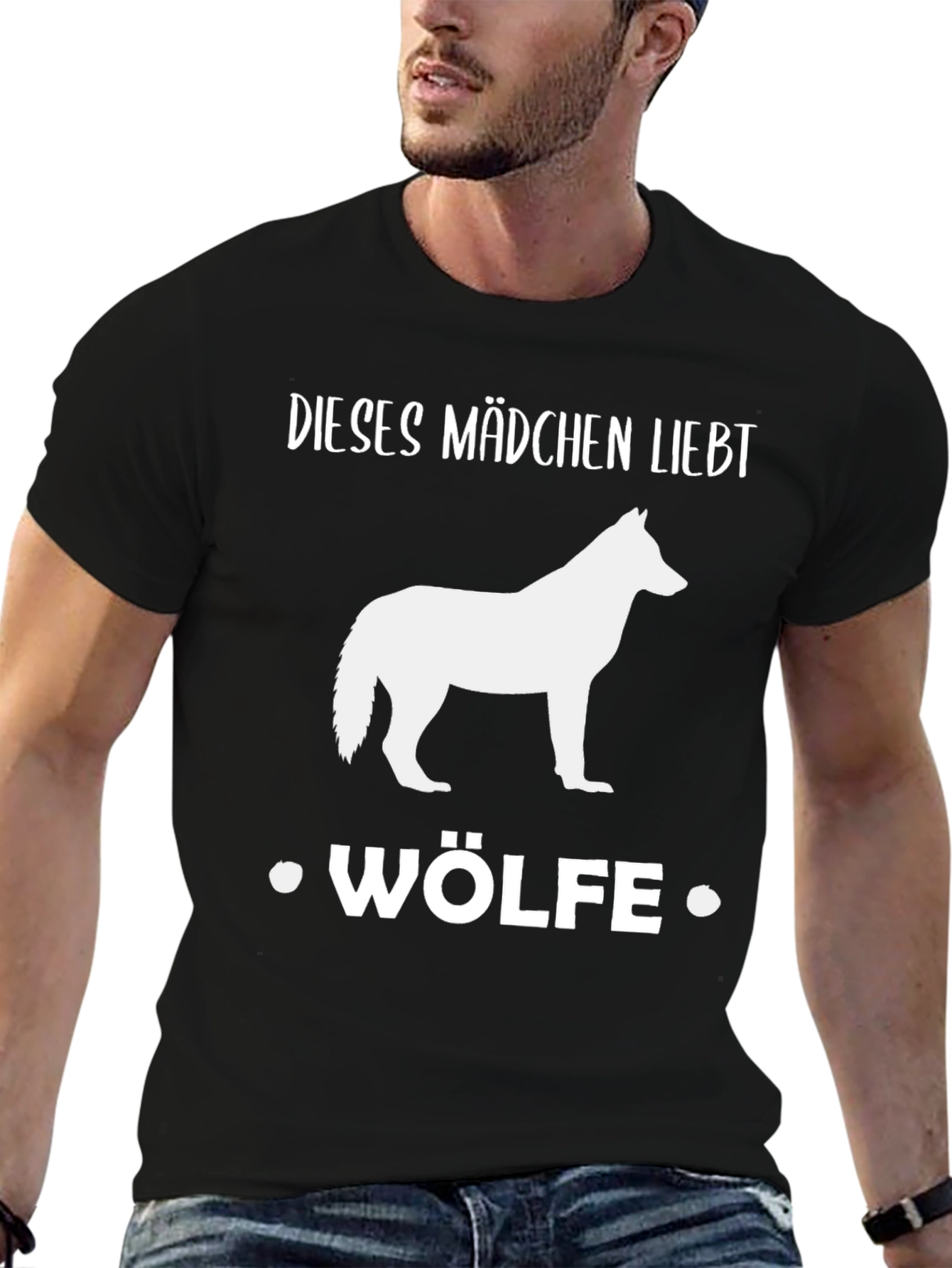 Black Wolf Lover Tee: Dieses Mädchen Liebt Wölfe Shirt view 6