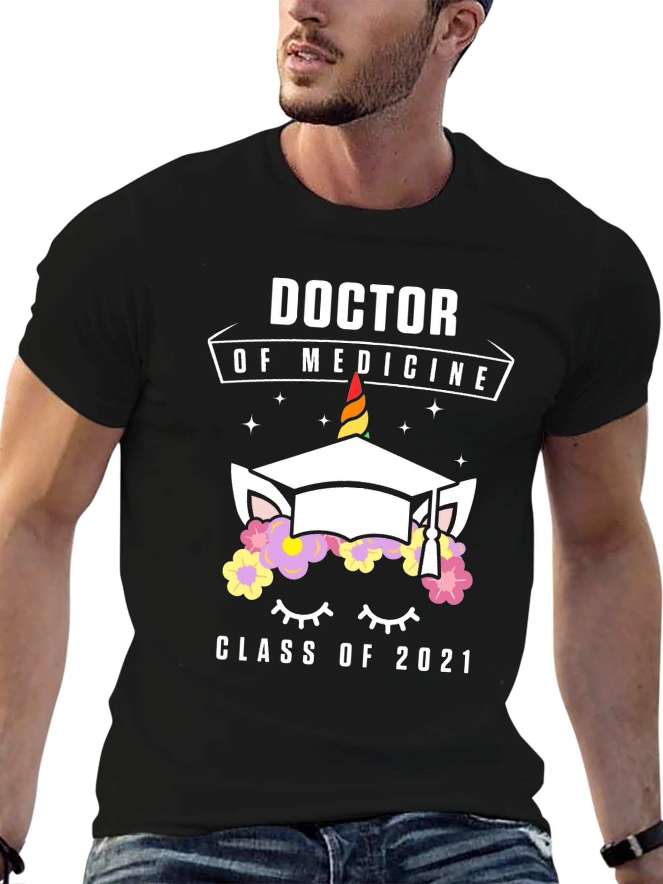 Black Doctor of Medicine Class of 2021 Graduation T-Shirt view 6