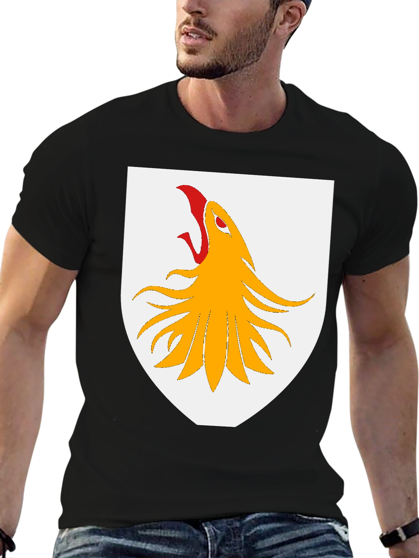 Black Griffin Shield Graphic T-Shirt - Black Cotton Tee view 6