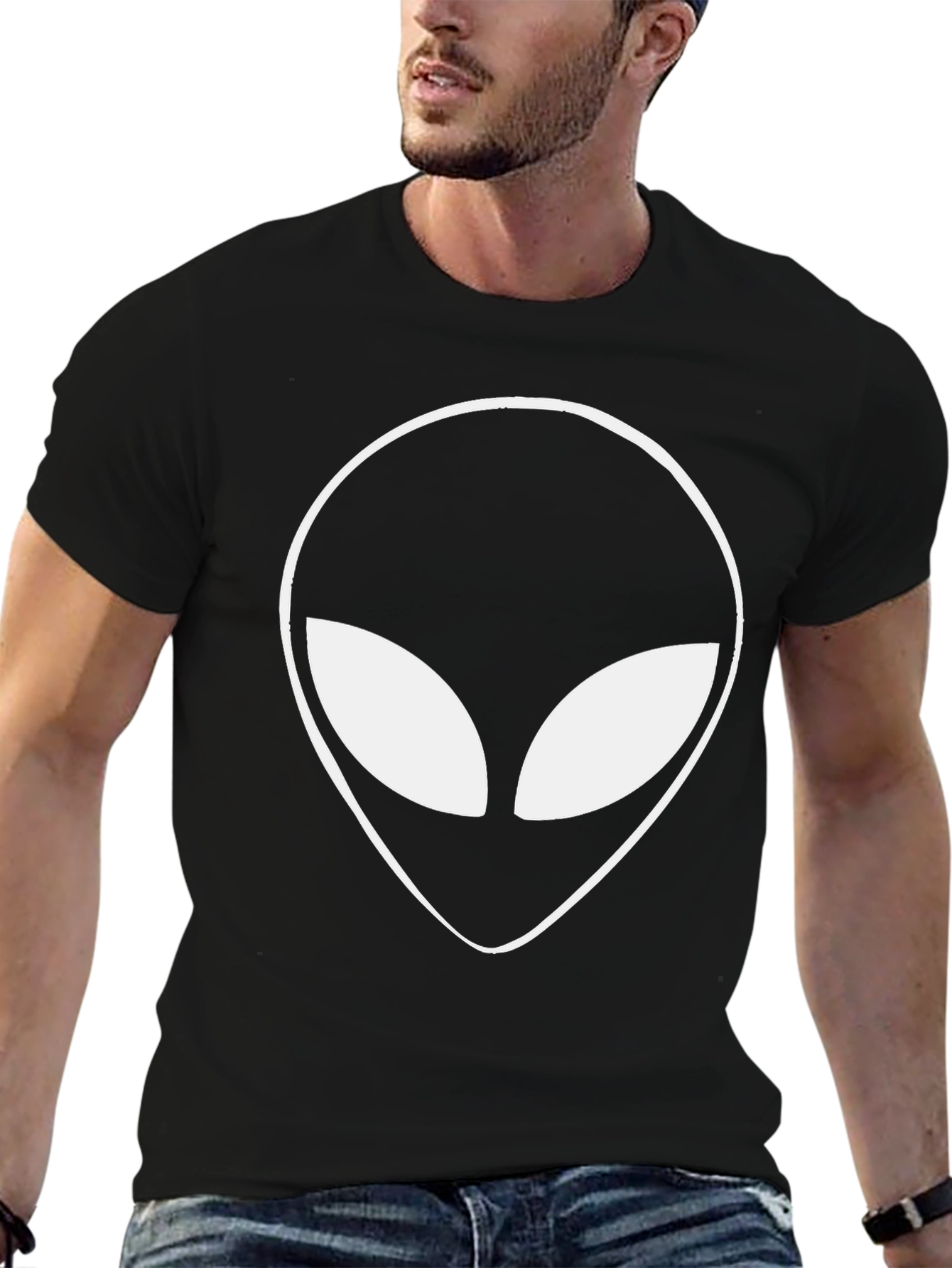 Black Alien Head Graphic Black T-Shirt view 6