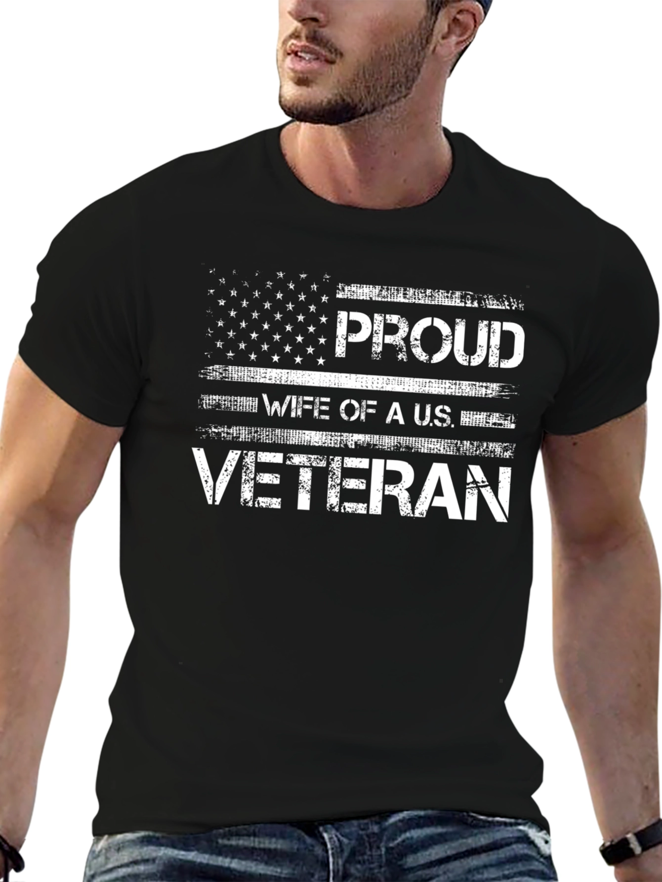 Black Proud Wife of a U.S. Veteran Graphic Tee view 6