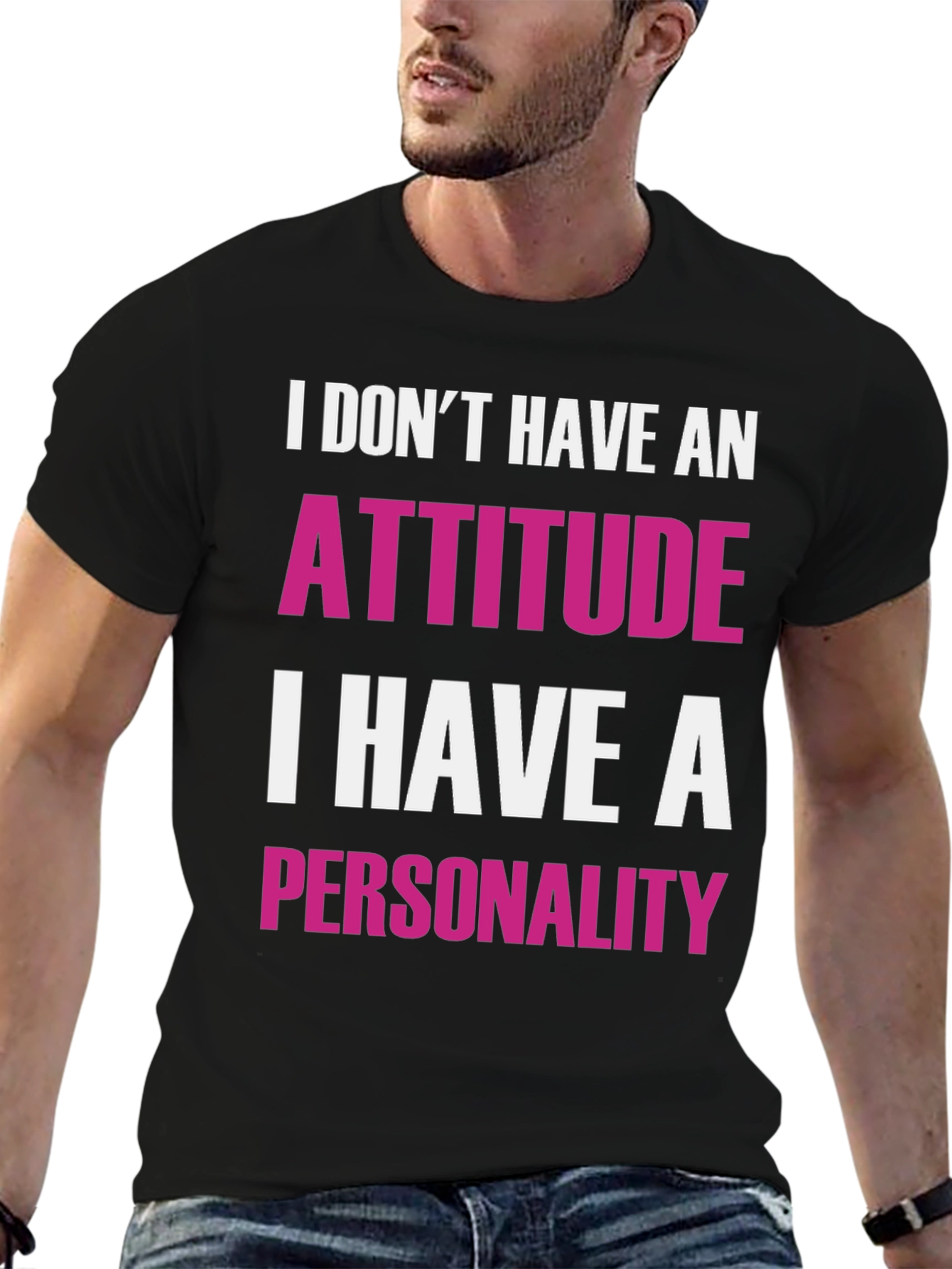Black Funny Attitude Personality Graphic T-Shirt view 6