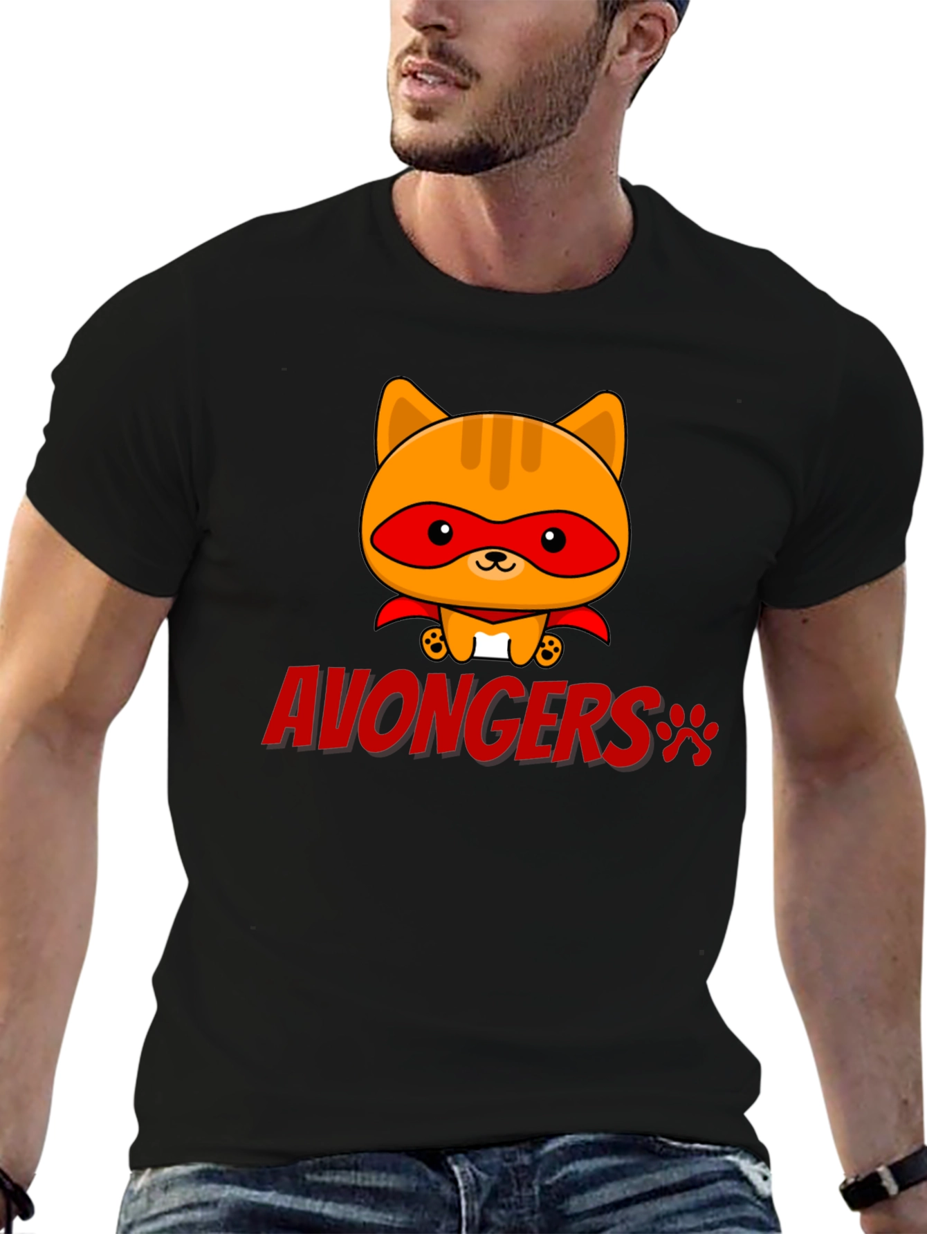 Black Avongers Cat Superhero T-Shirt  view 6
