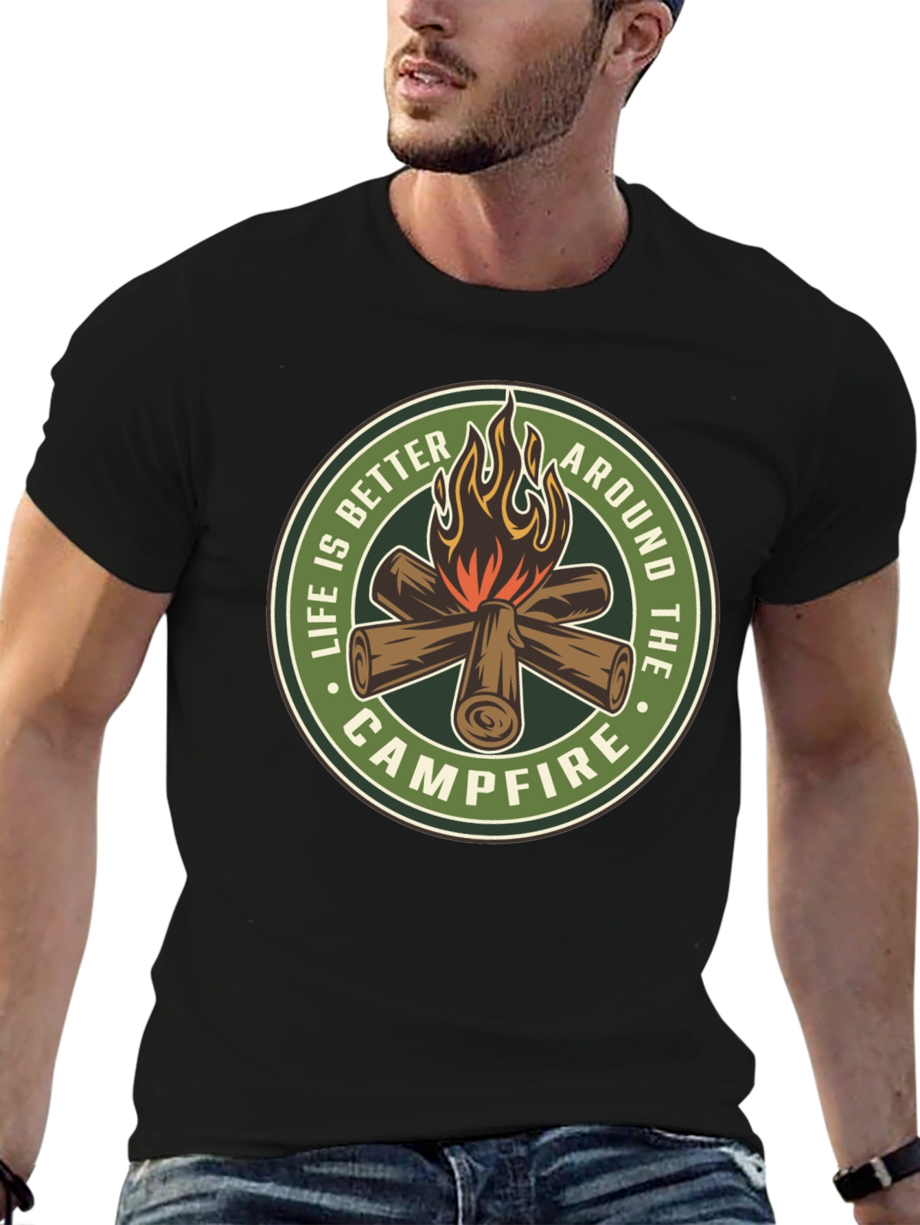Black Campfire Graphic T-Shirt - Life Is Better Around The Campfire view 6
