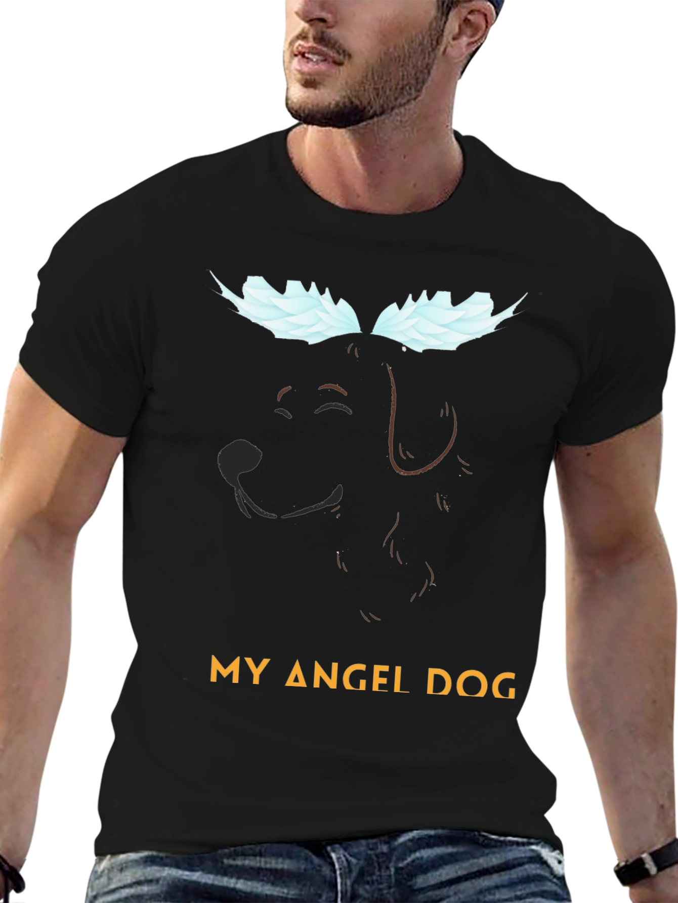 Black My Angel Dog T-Shirt - Pet Memorial Tee view 6